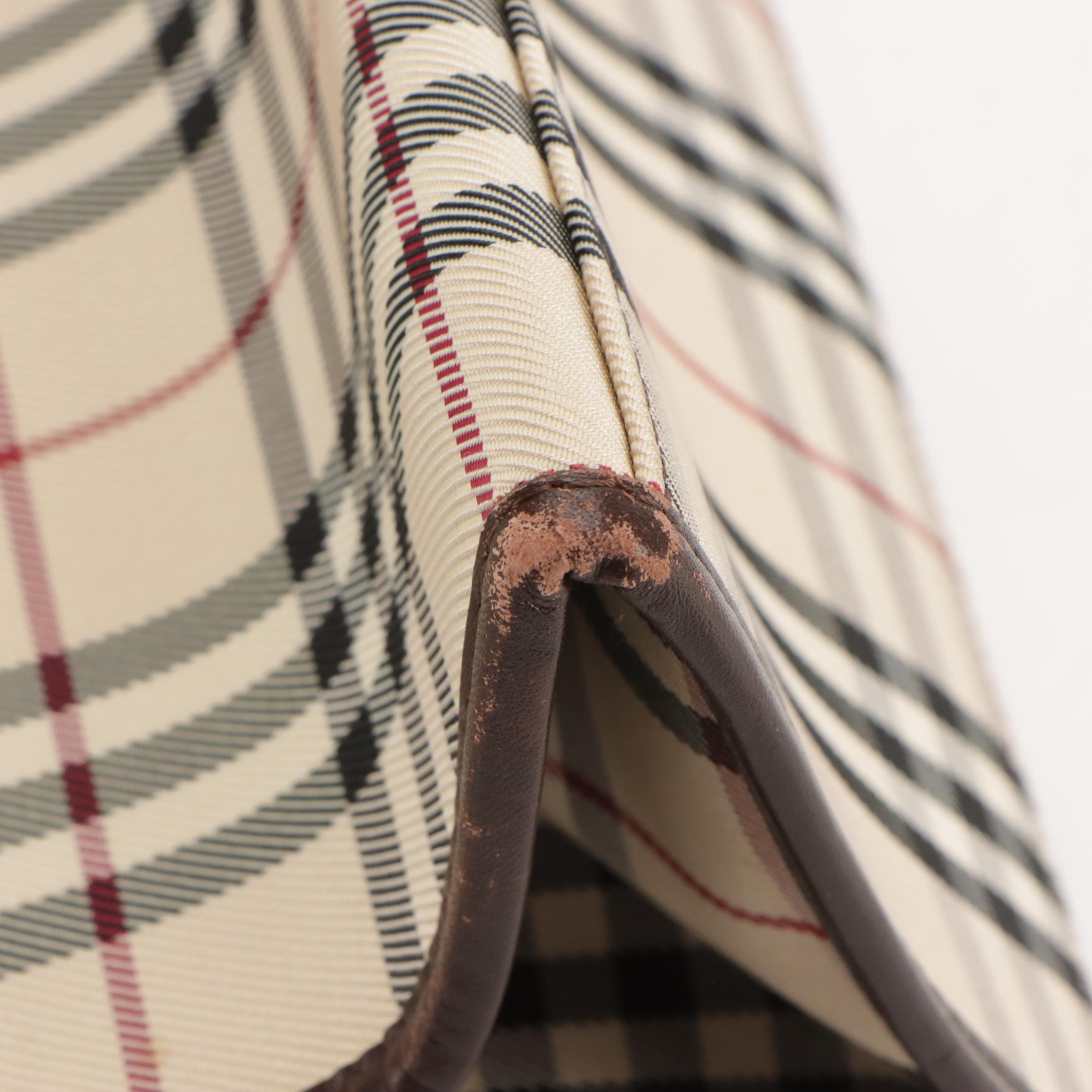 Burberry Top Handle Tote in Nova Check Jacquard Canvas and Leather Trim