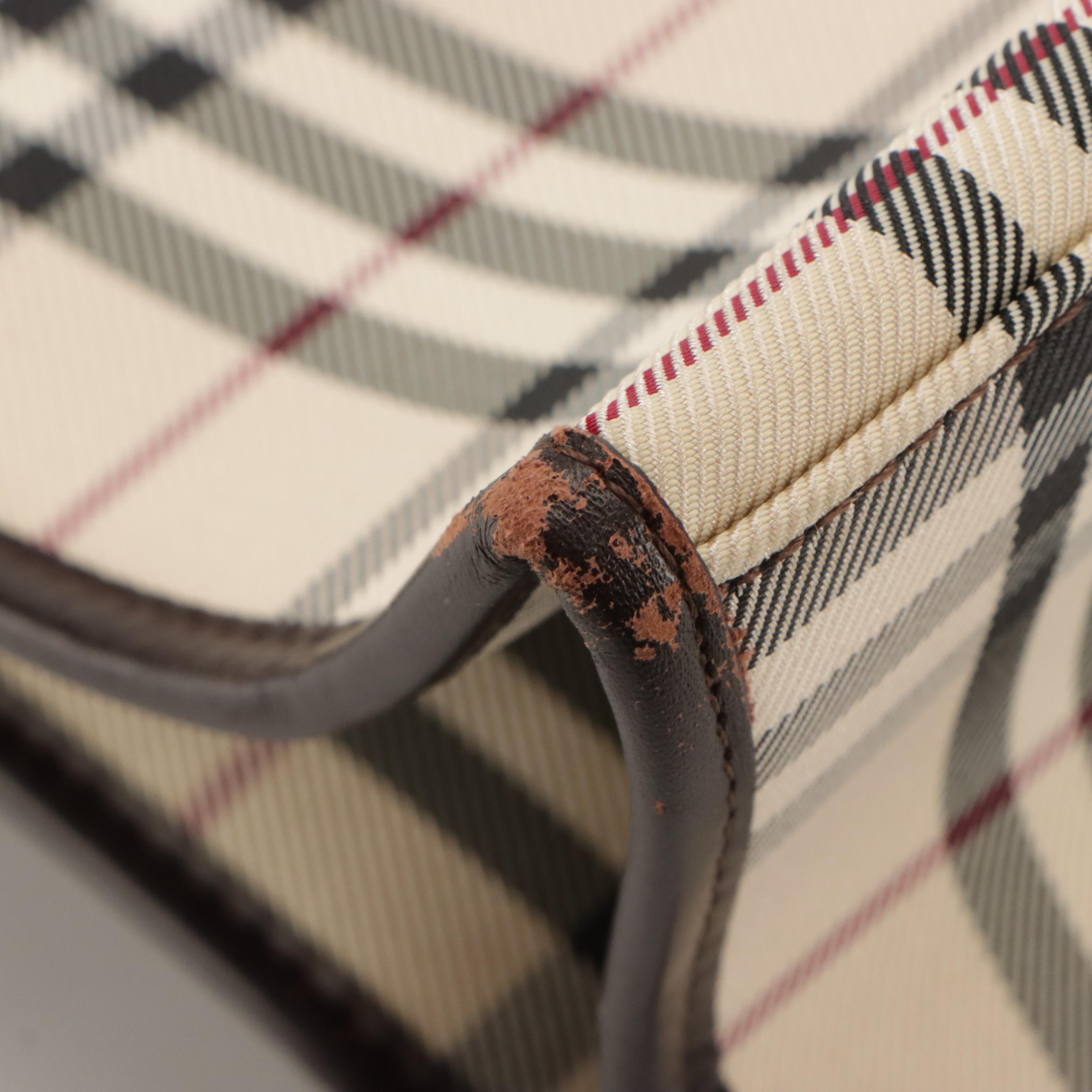 Burberry Top Handle Tote in Nova Check Jacquard Canvas and Leather Trim