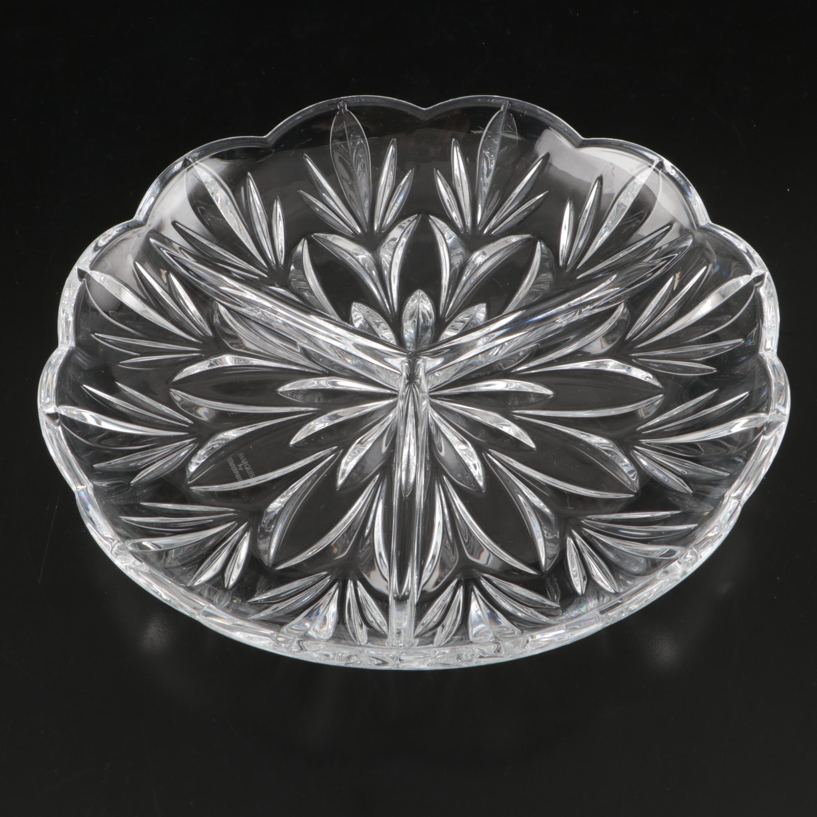 Godinger Crystal Flutes with Waterford Crystal Bowl and Relish Dish