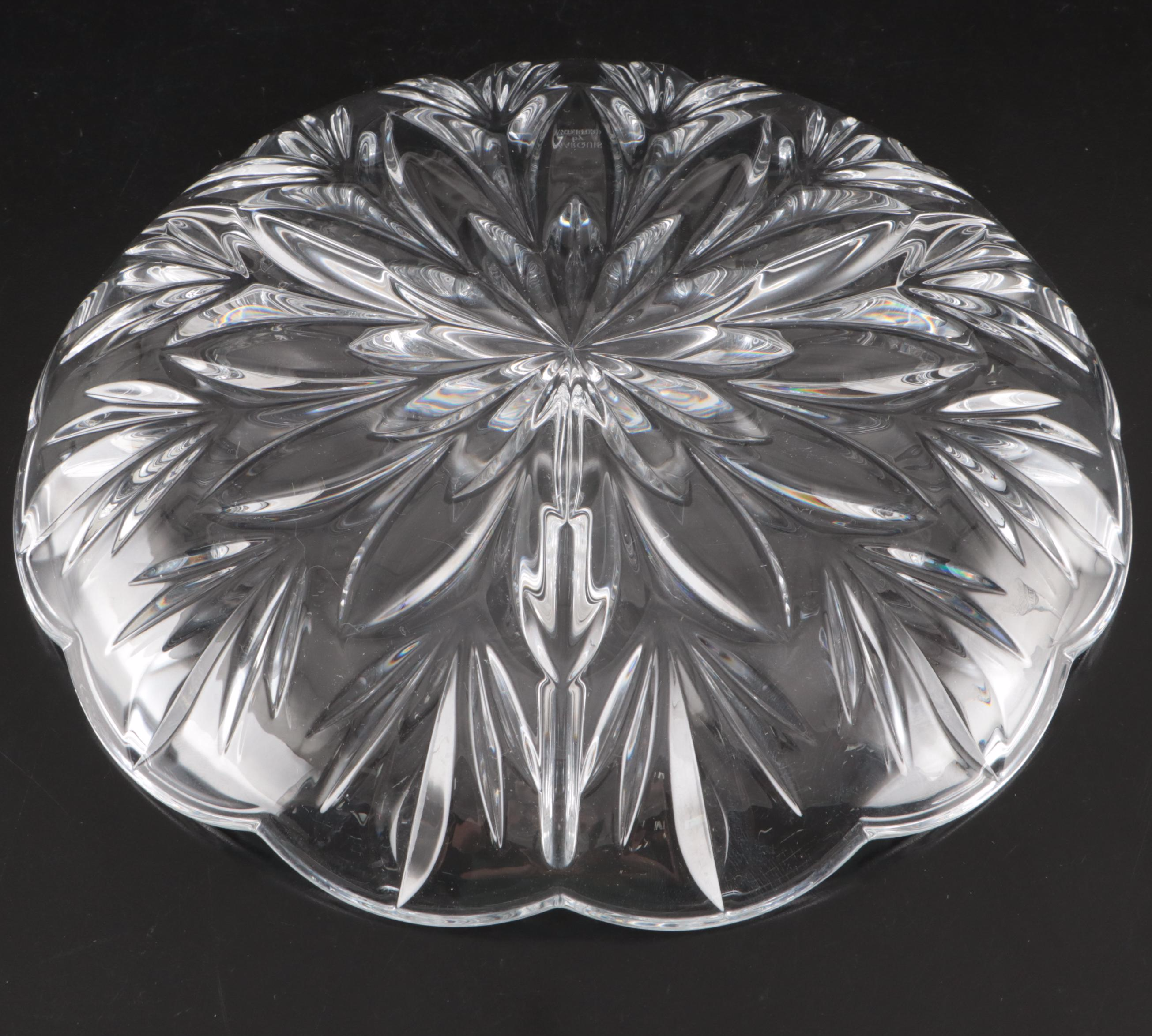 Godinger Crystal Flutes with Waterford Crystal Bowl and Relish Dish