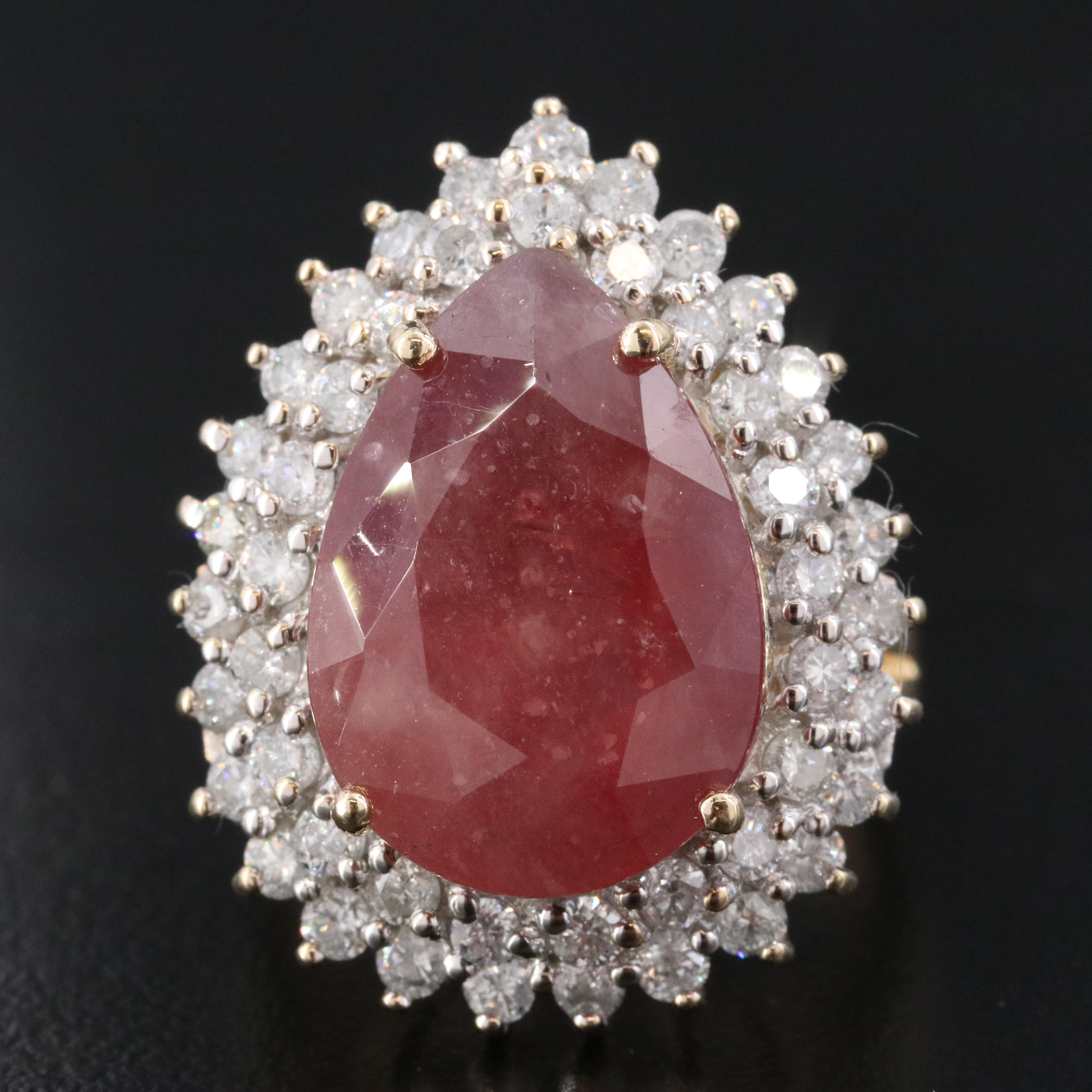 14K Filled Corundum and 1.56 CTW Diamond Ring