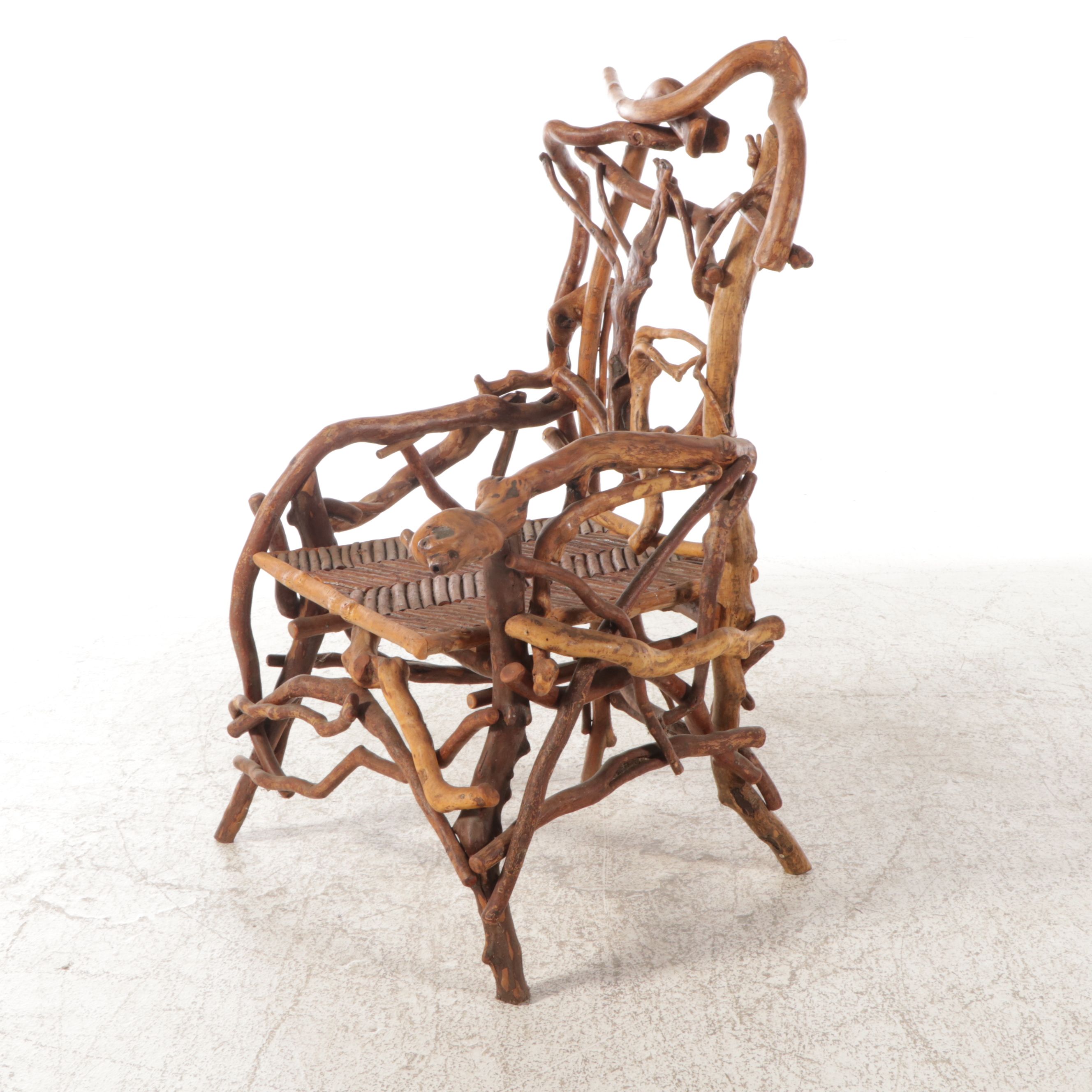 Robert Beaven American Folk Art Branch and Root Armchair, 20th Century