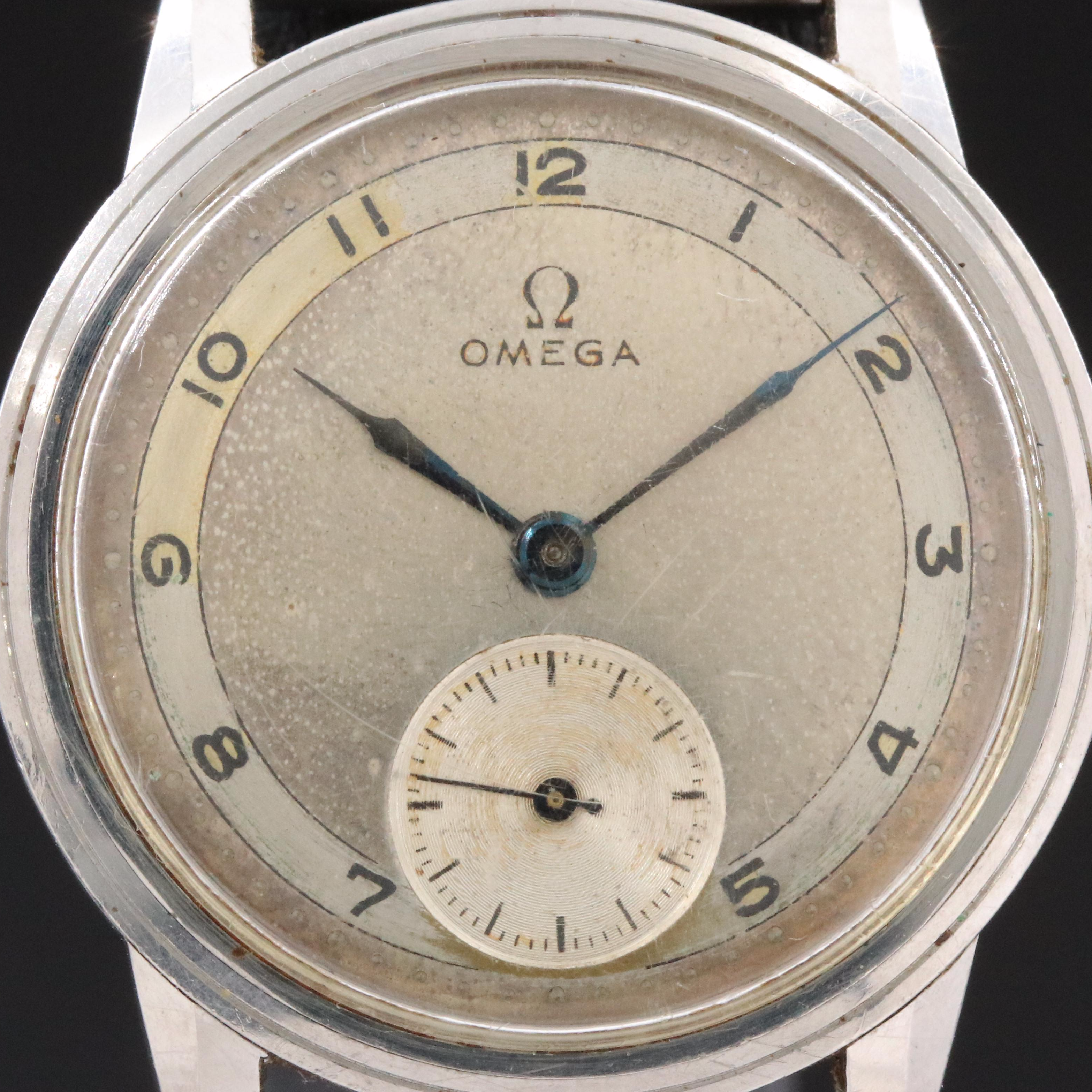 1939 Omega Stainless Steel Stem Wind Watch