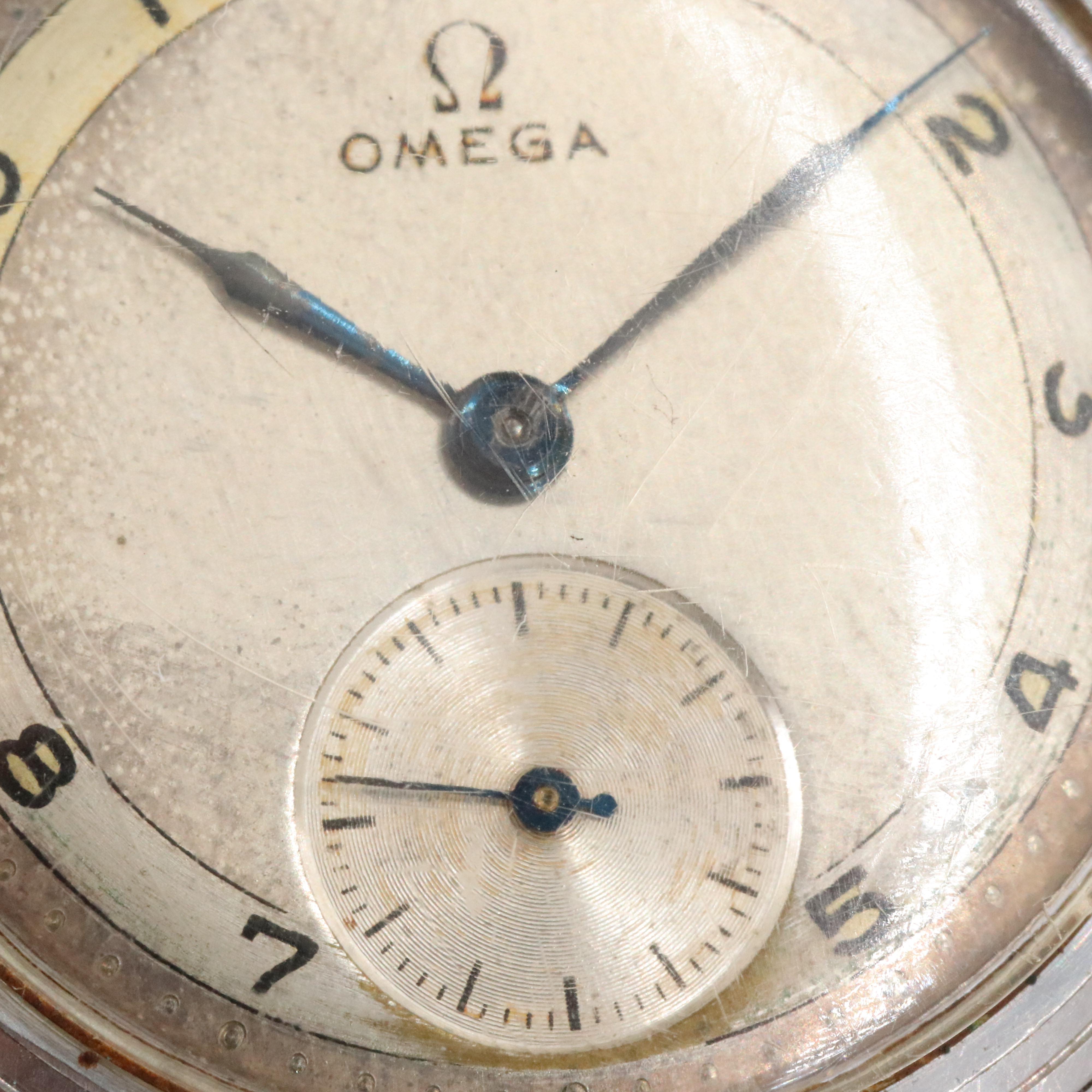 1939 Omega Stainless Steel Stem Wind Watch