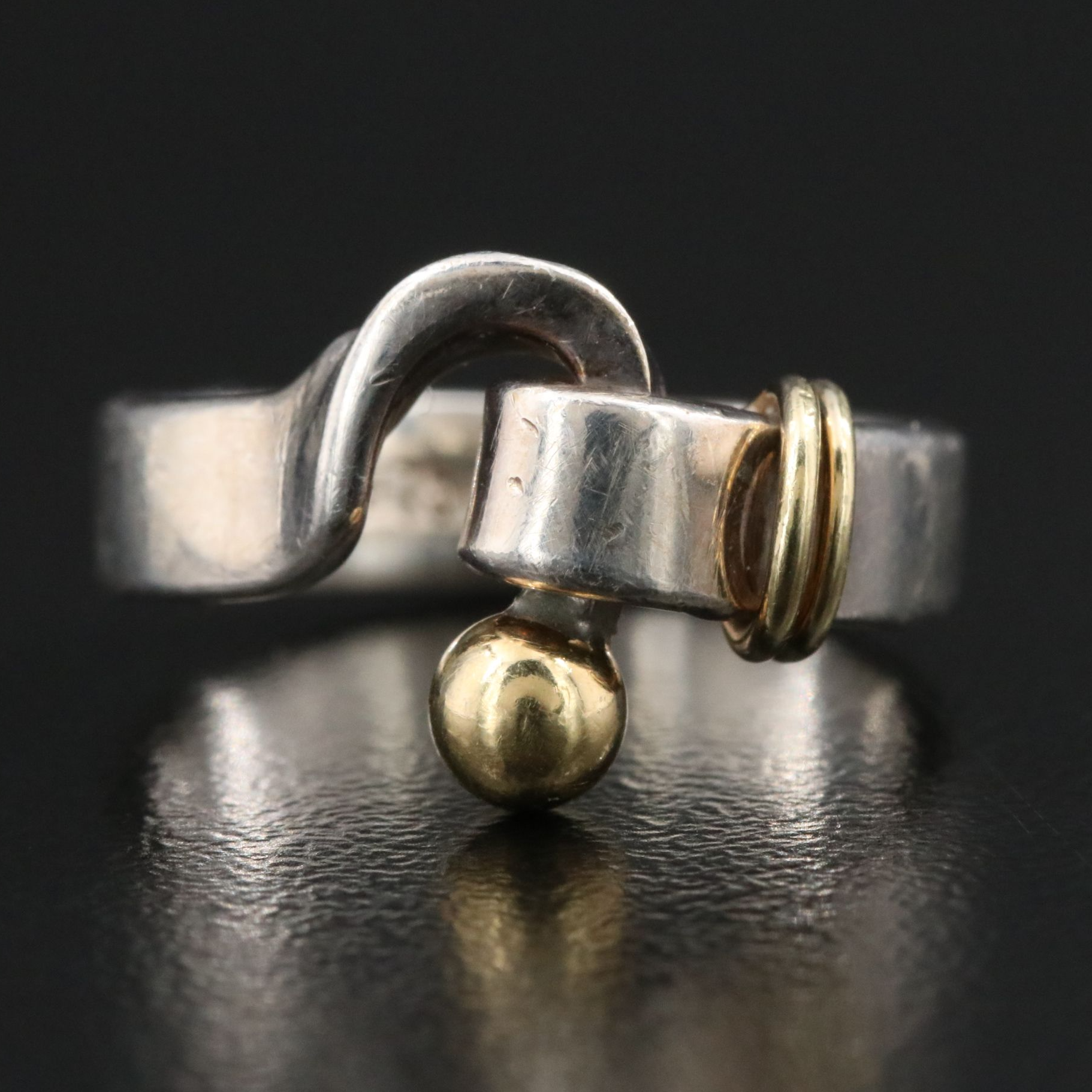 Tiffany & Co. Sterling Hook and Eye Ring with 18K Accents