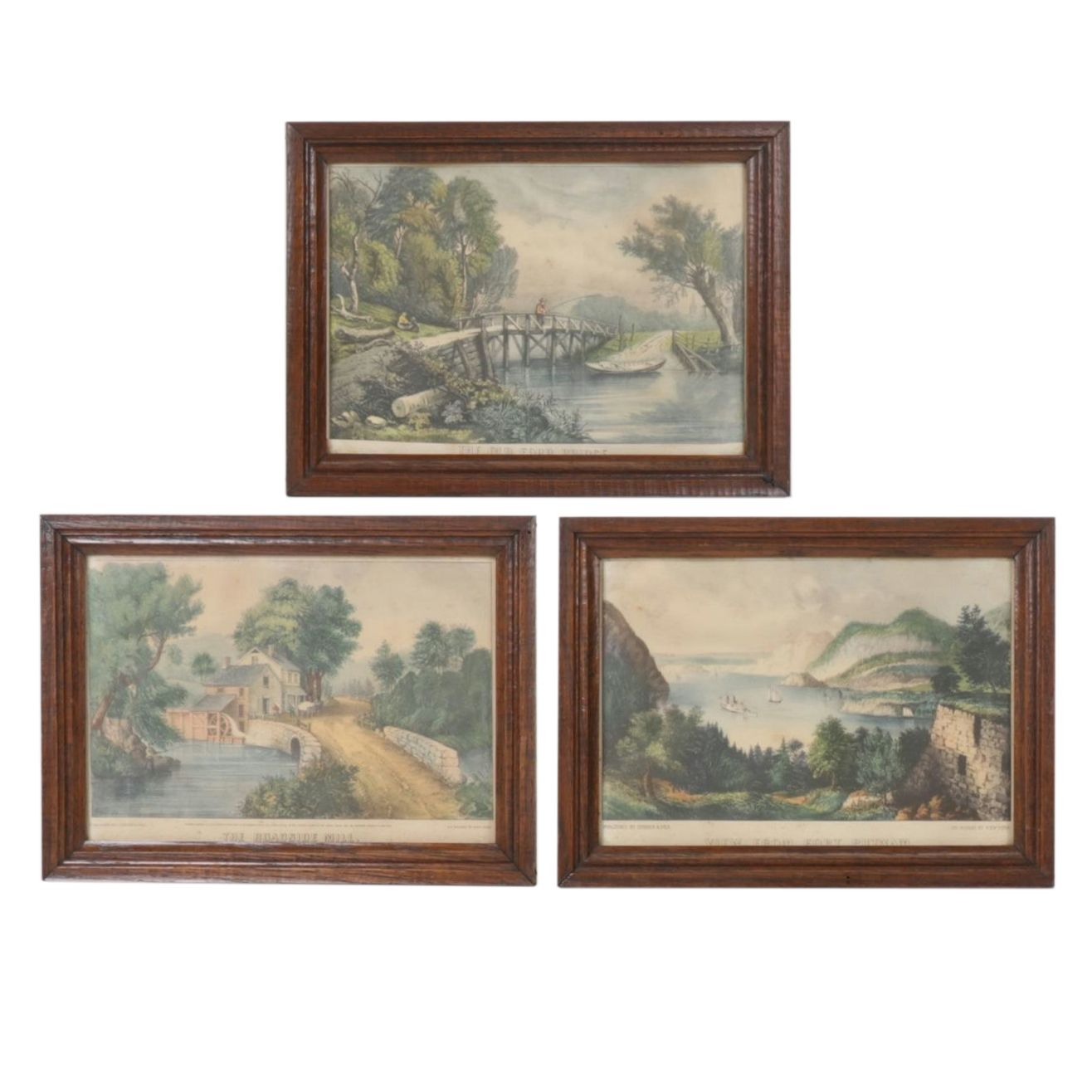 Offset Lithographs After Currier & Ives "The Roadside Mill" and Others,