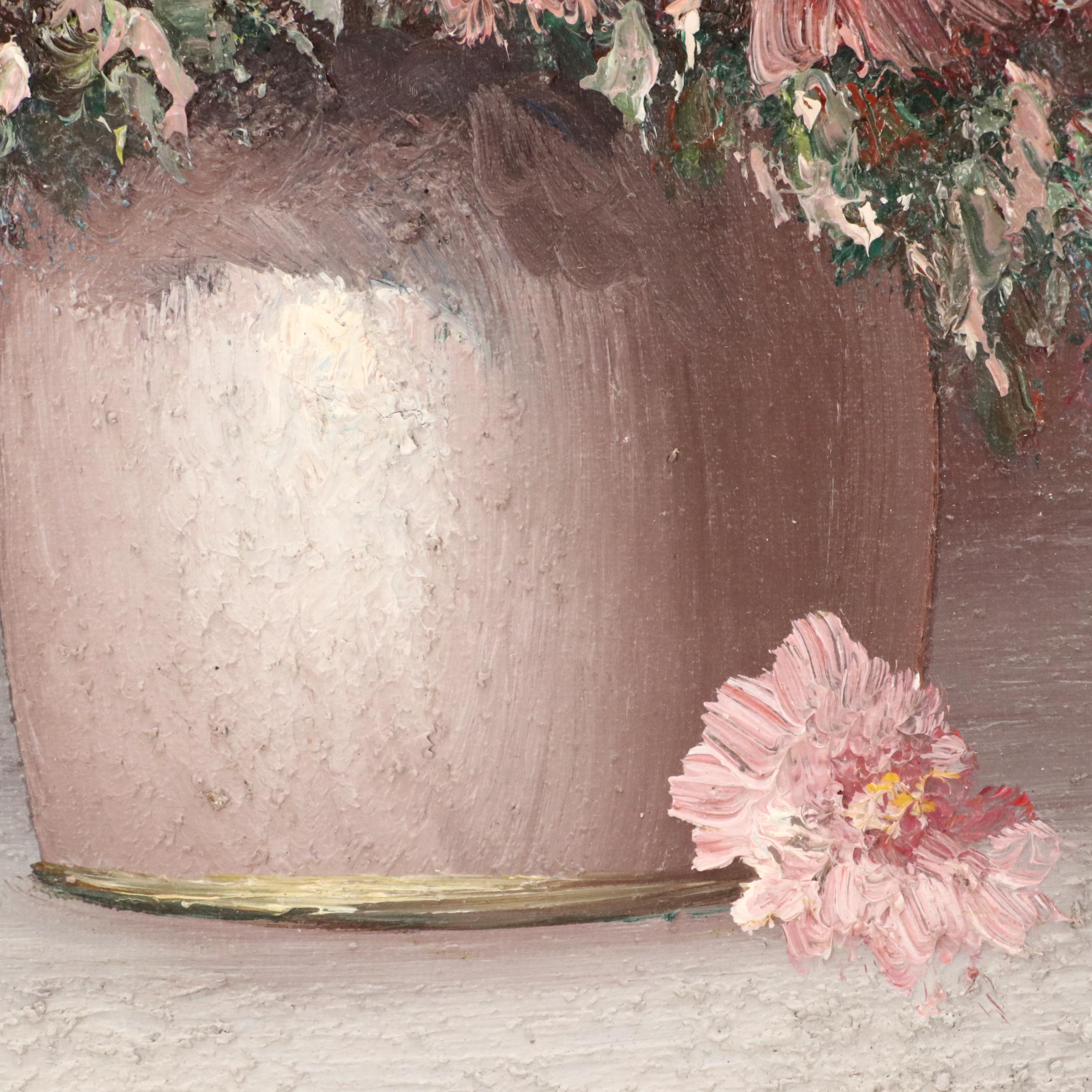 Textured Oil Painting Floral Still Life of Bouquet, Late 20th Century