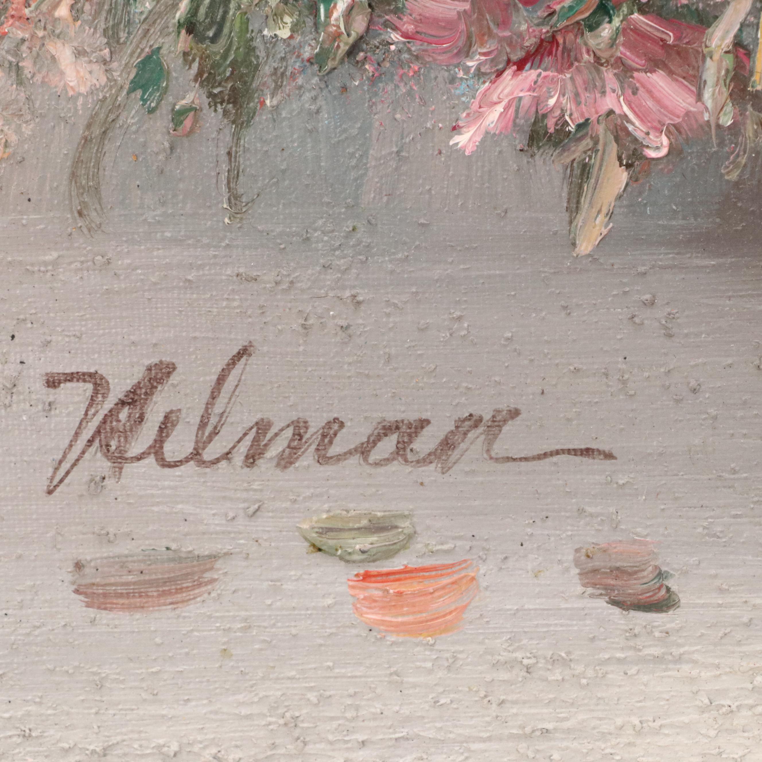 Textured Oil Painting Floral Still Life of Bouquet, Late 20th Century