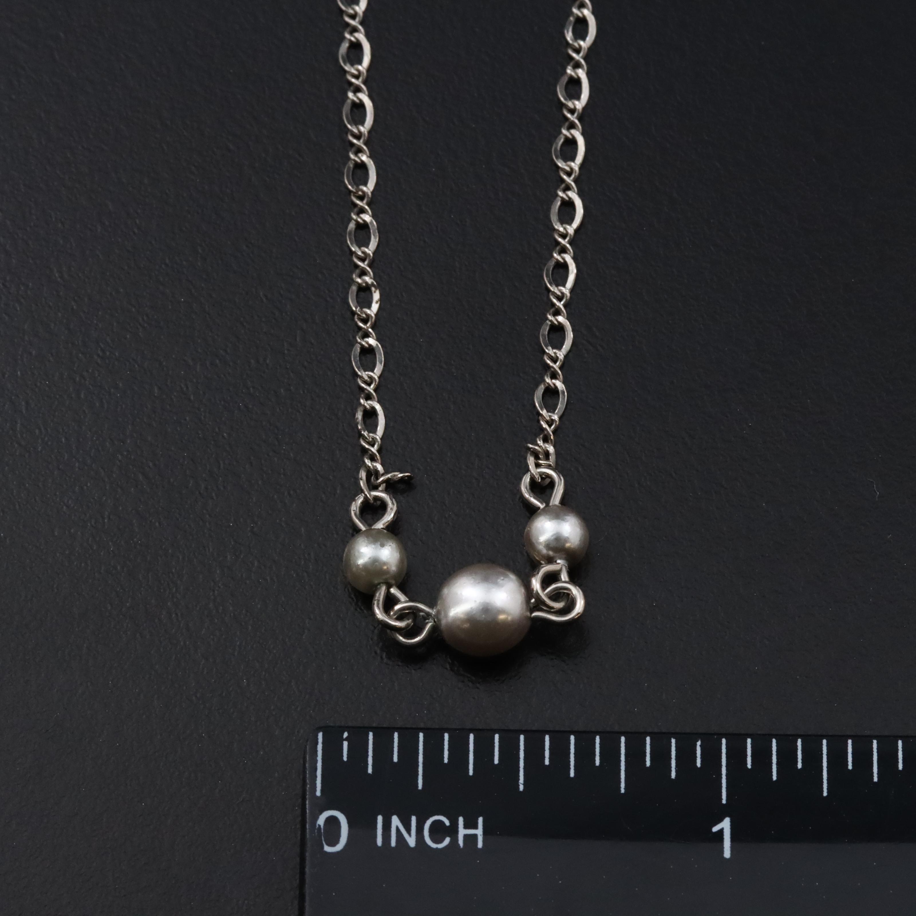 Faux Pearl Station Necklace
