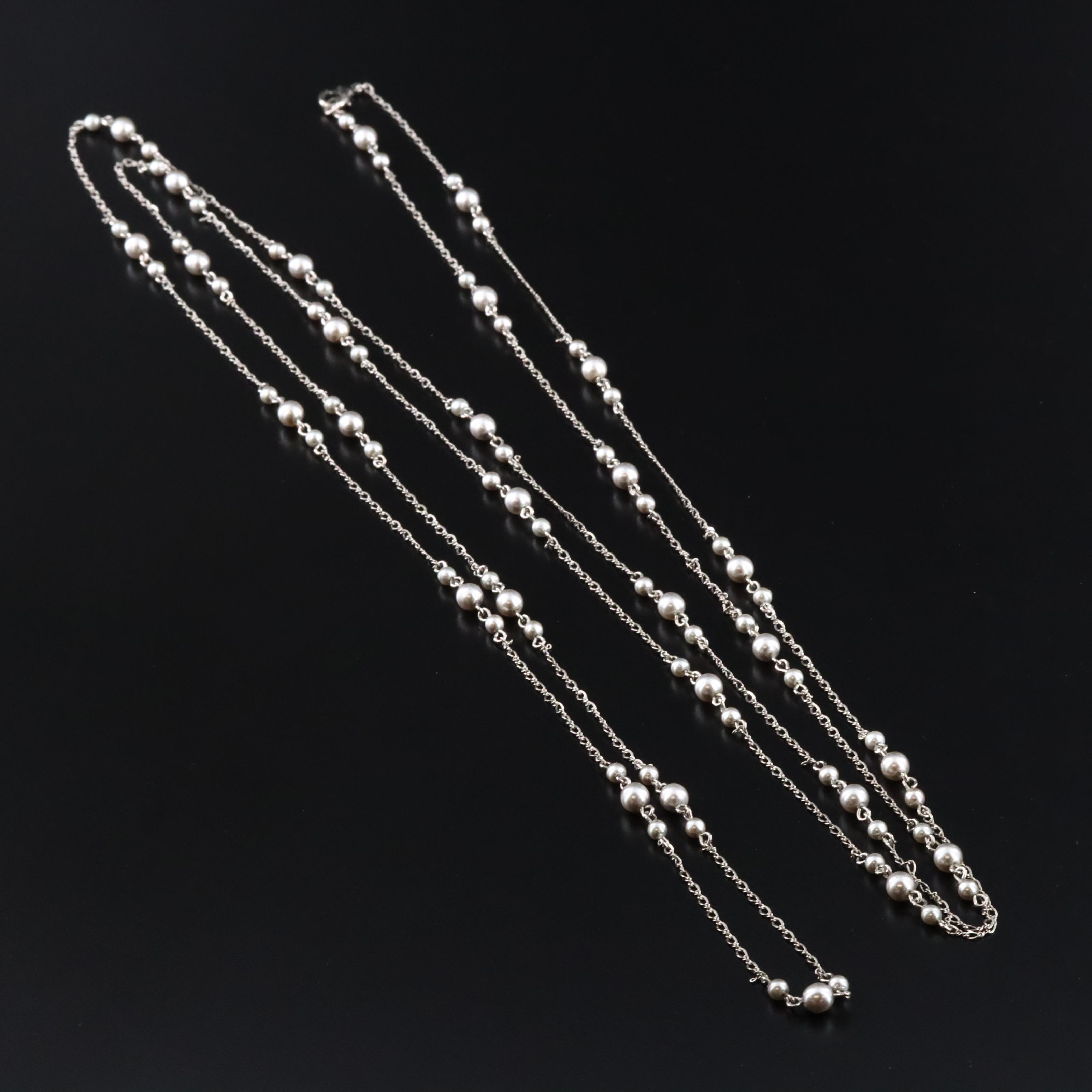 Faux Pearl Station Necklace