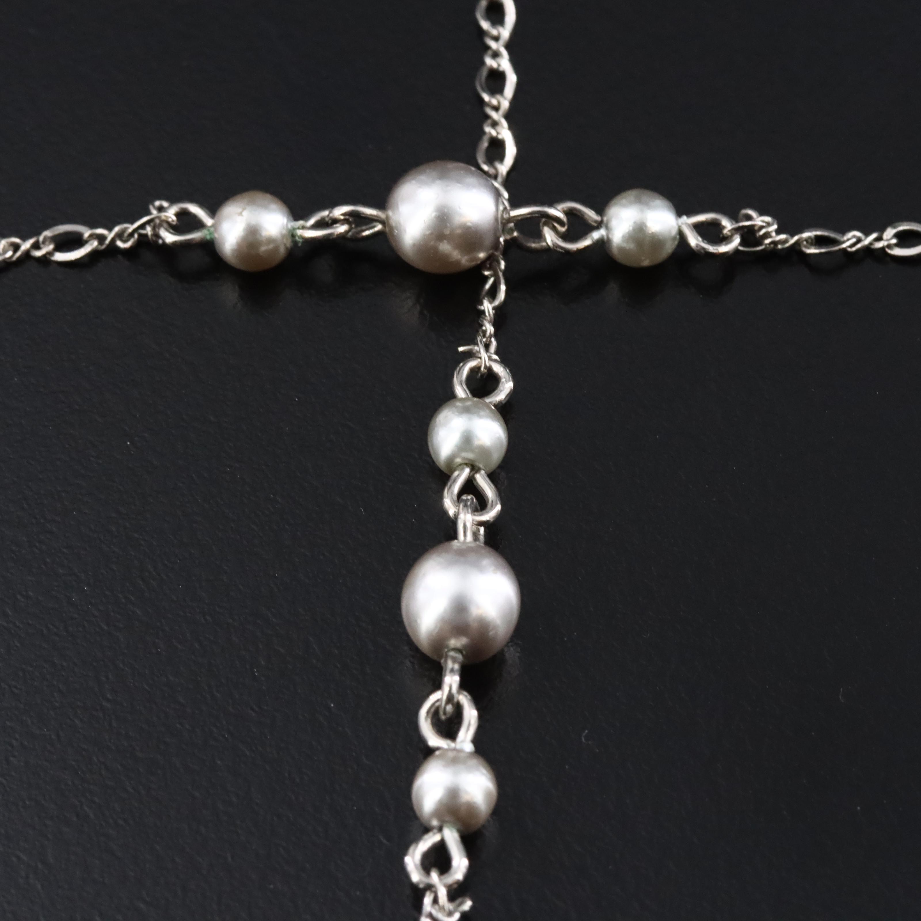 Faux Pearl Station Necklace