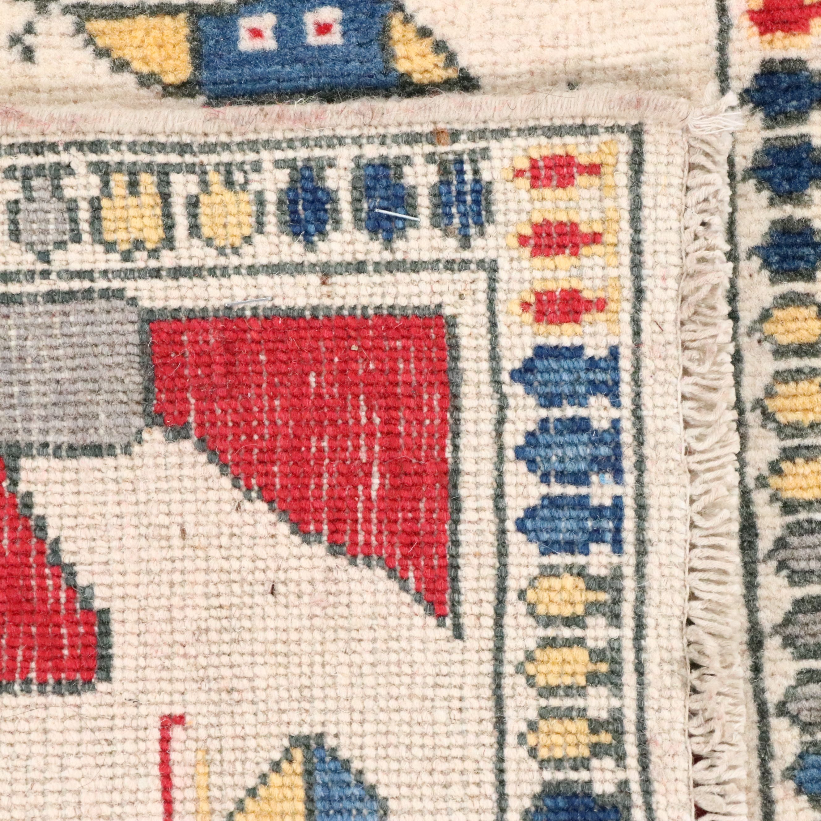 2'7 x 9'9 Hand-Knotted Afghan Pictorial War Carpet Runner