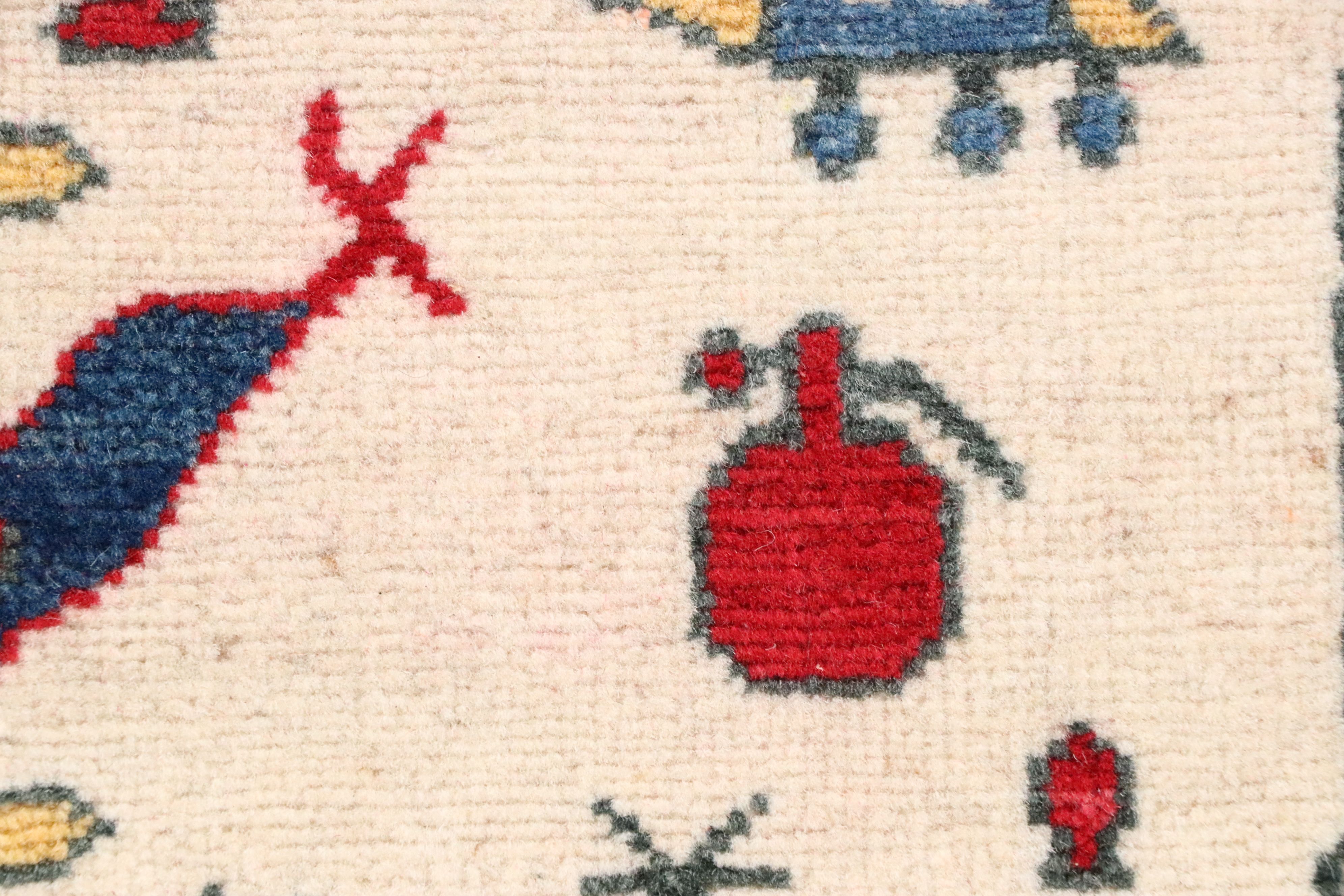 2'7 x 9'9 Hand-Knotted Afghan Pictorial War Carpet Runner