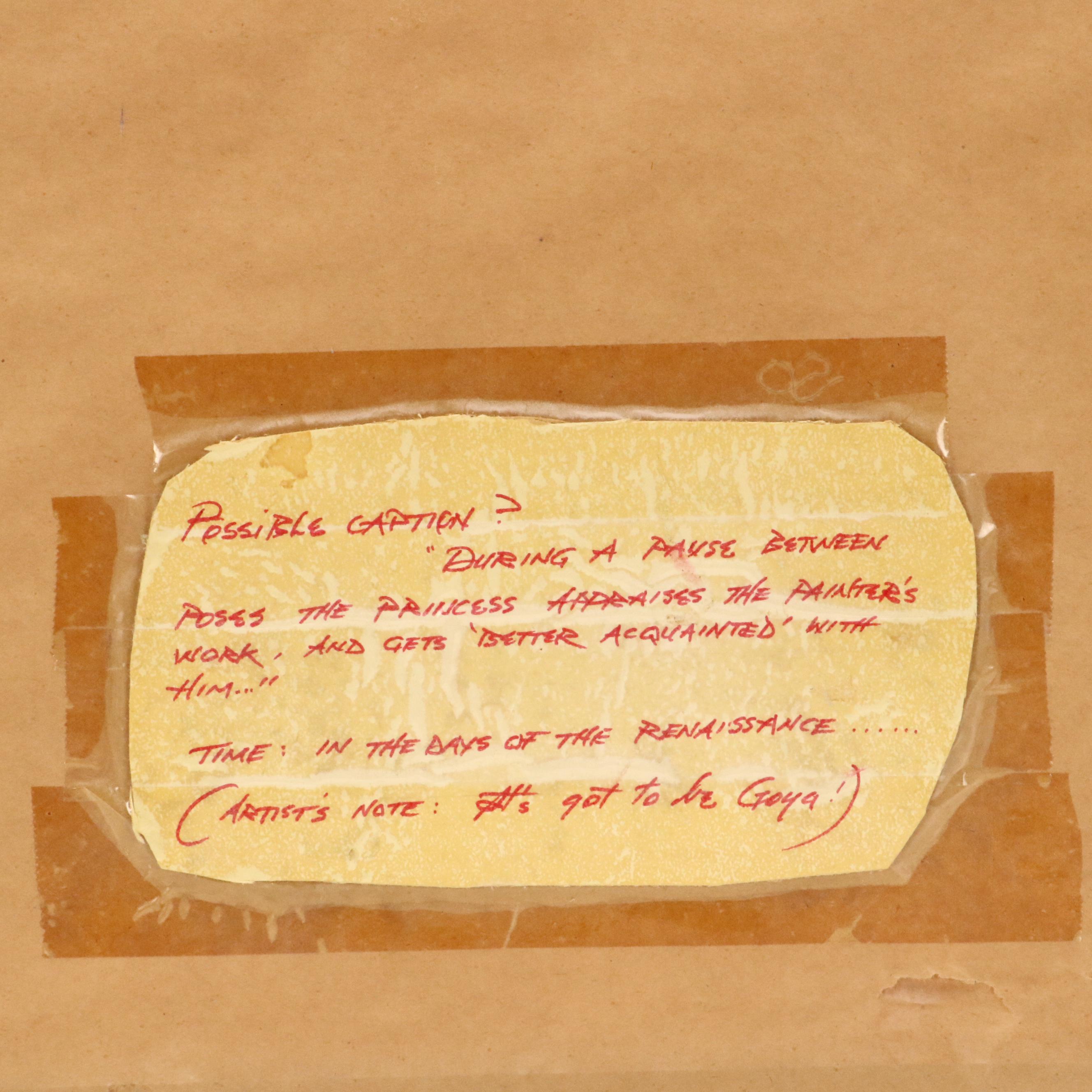 Watercolor Painting of Model Assessing Artist's Work, Late 20th Century