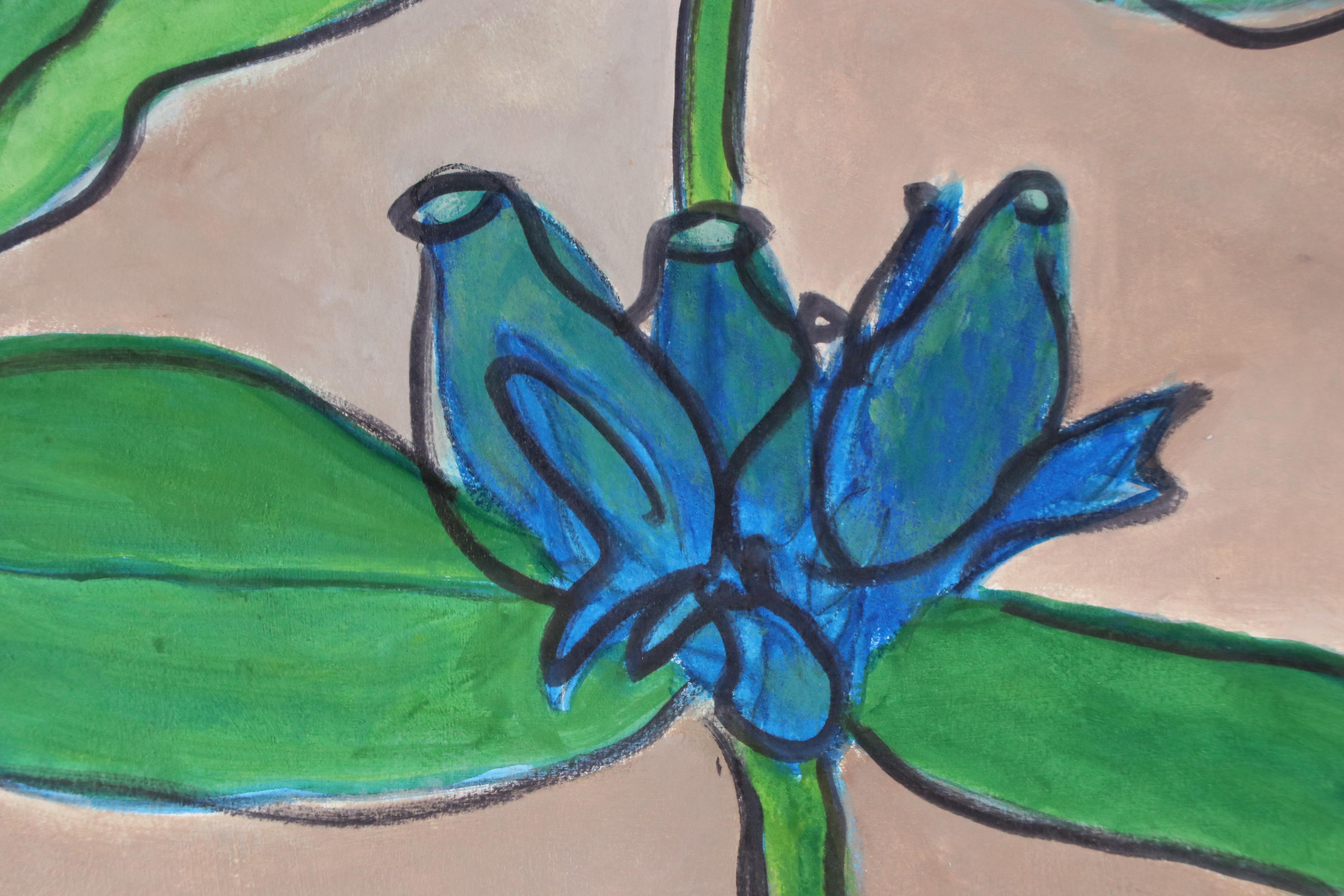 Fred R. Schwartz Floral Acrylic Painting, 1985