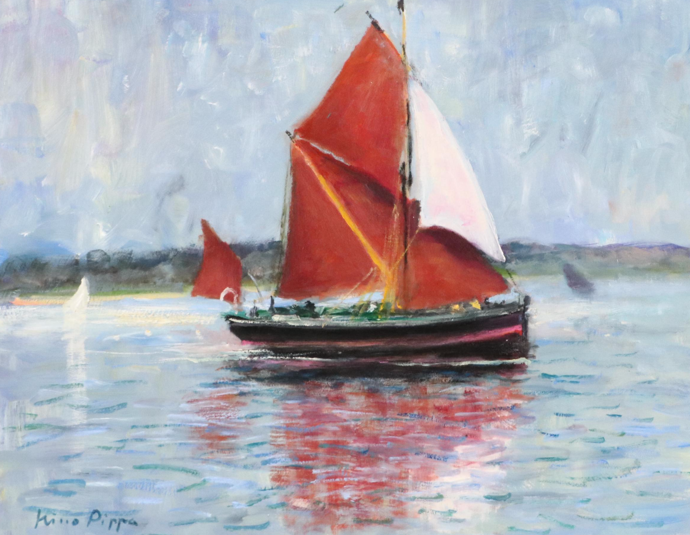 Nino Pippa Oil Painting "U.K. - Spritsail Barge on the Way to London," 2019