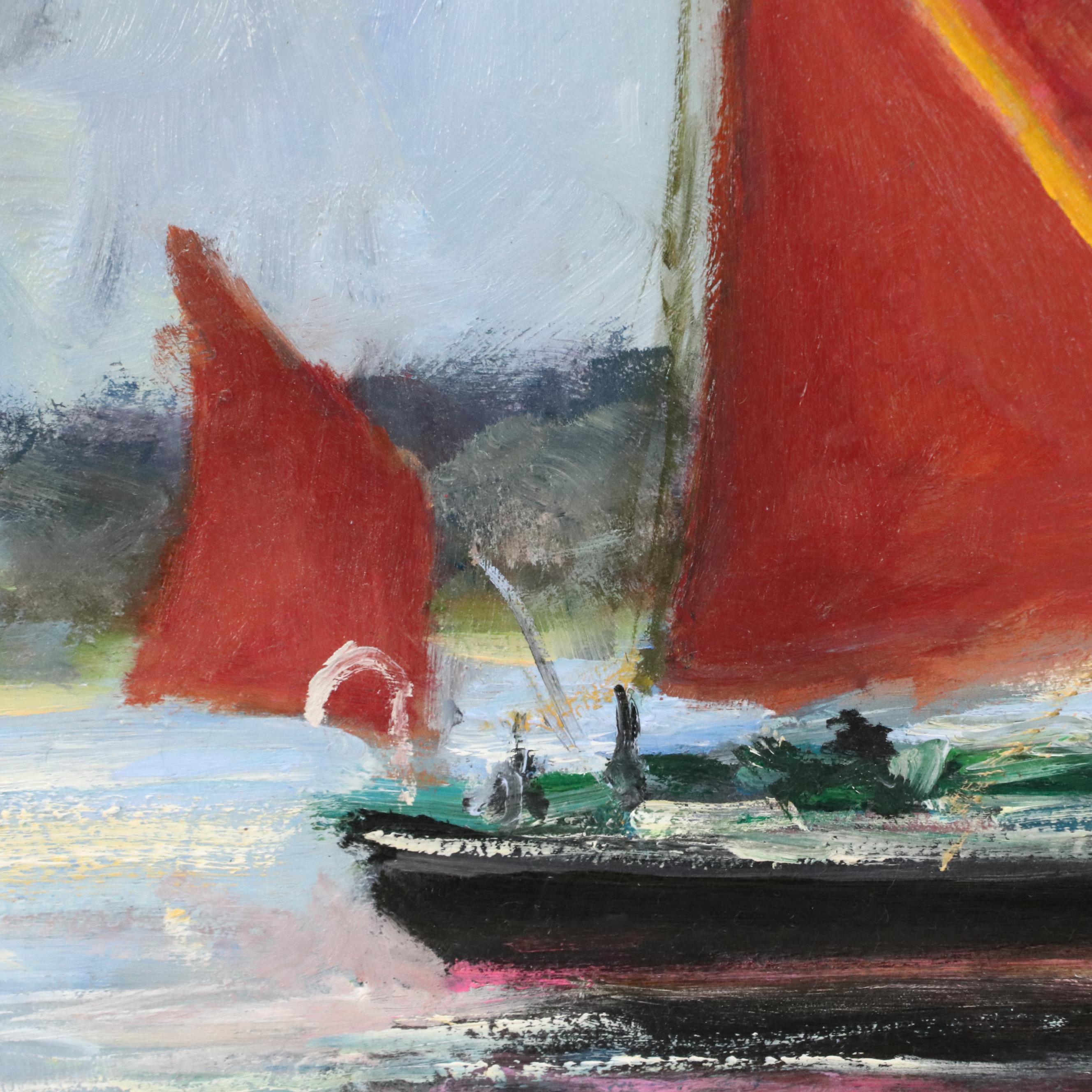 Nino Pippa Oil Painting "U.K. - Spritsail Barge on the Way to London," 2019