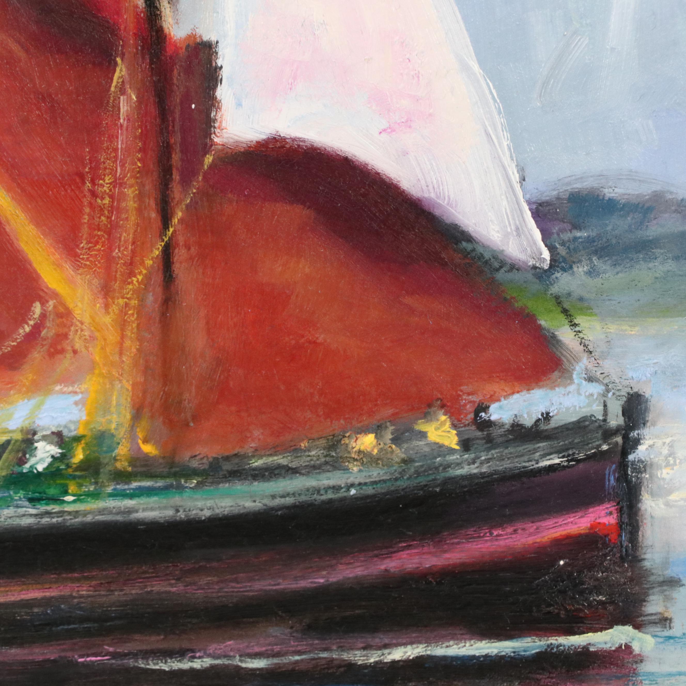 Nino Pippa Oil Painting "U.K. - Spritsail Barge on the Way to London," 2019