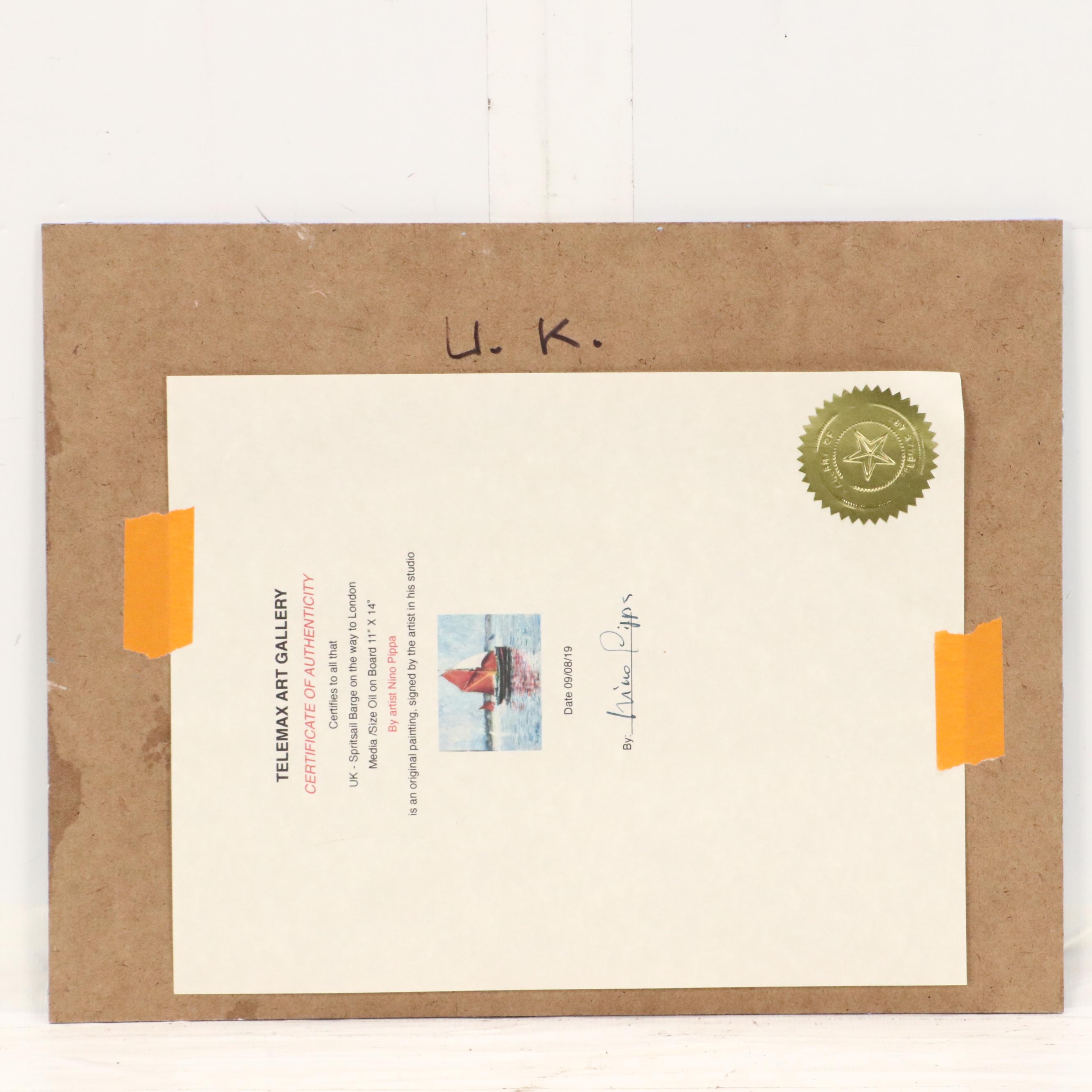 Nino Pippa Oil Painting "U.K. - Spritsail Barge on the Way to London," 2019