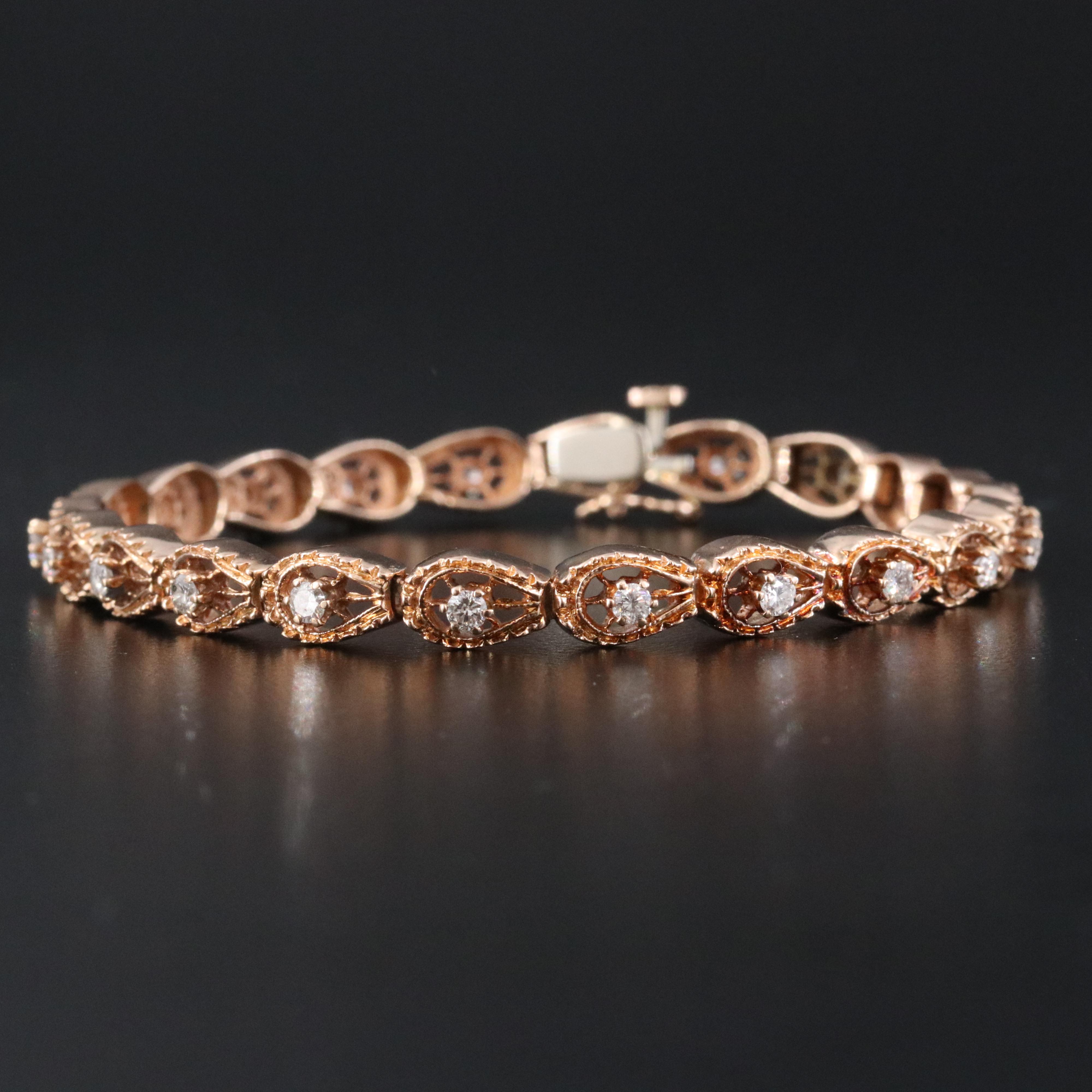 14K Rose Gold 1.00 CTW Diamond Bracelet