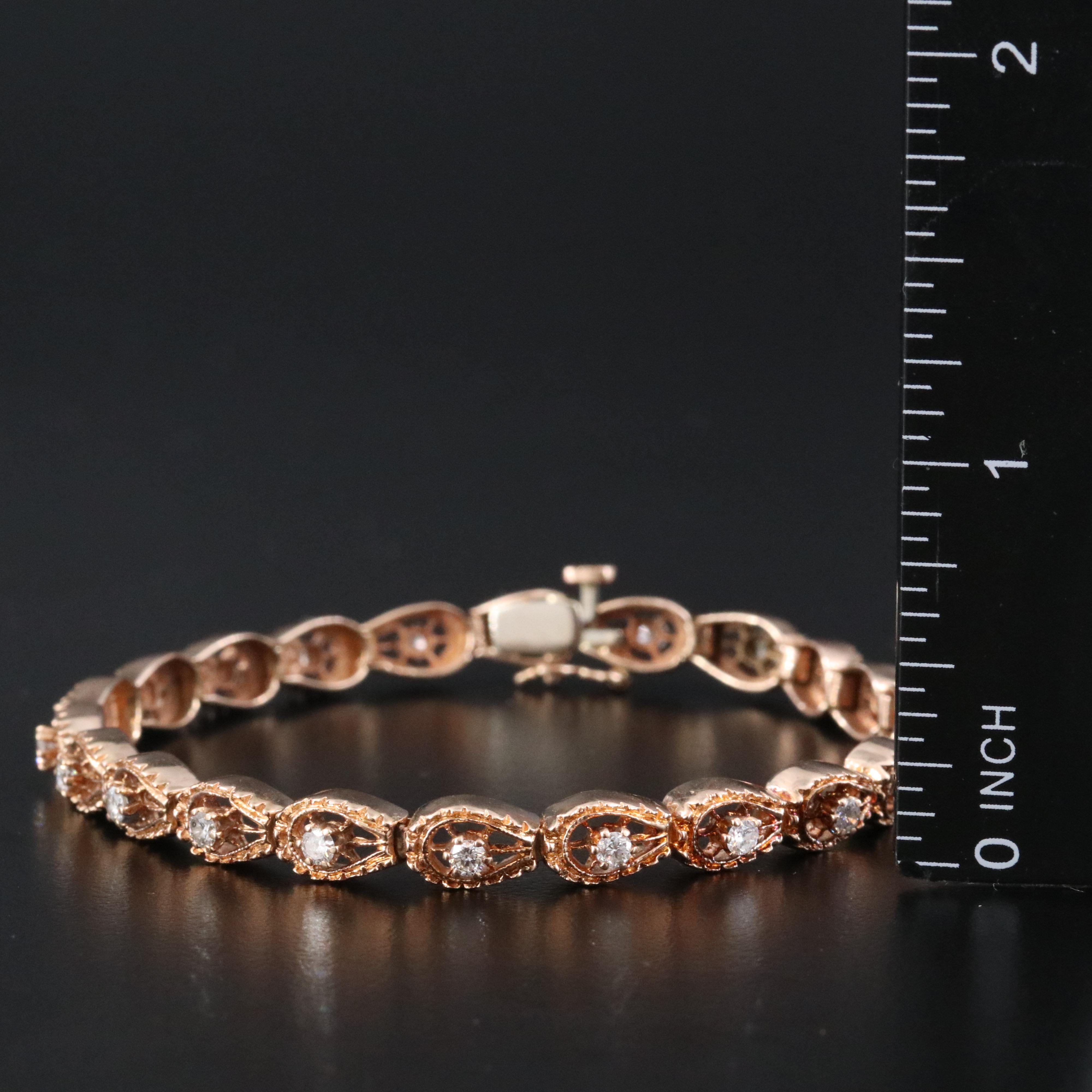 14K Rose Gold 1.00 CTW Diamond Bracelet