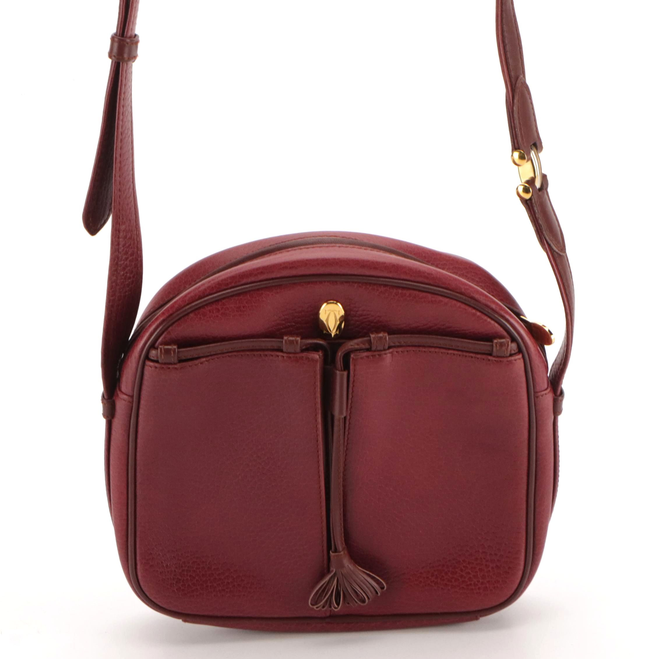 Cartier Must De Cartier Front Pocket Crossbody Bag in Burgundy Leather