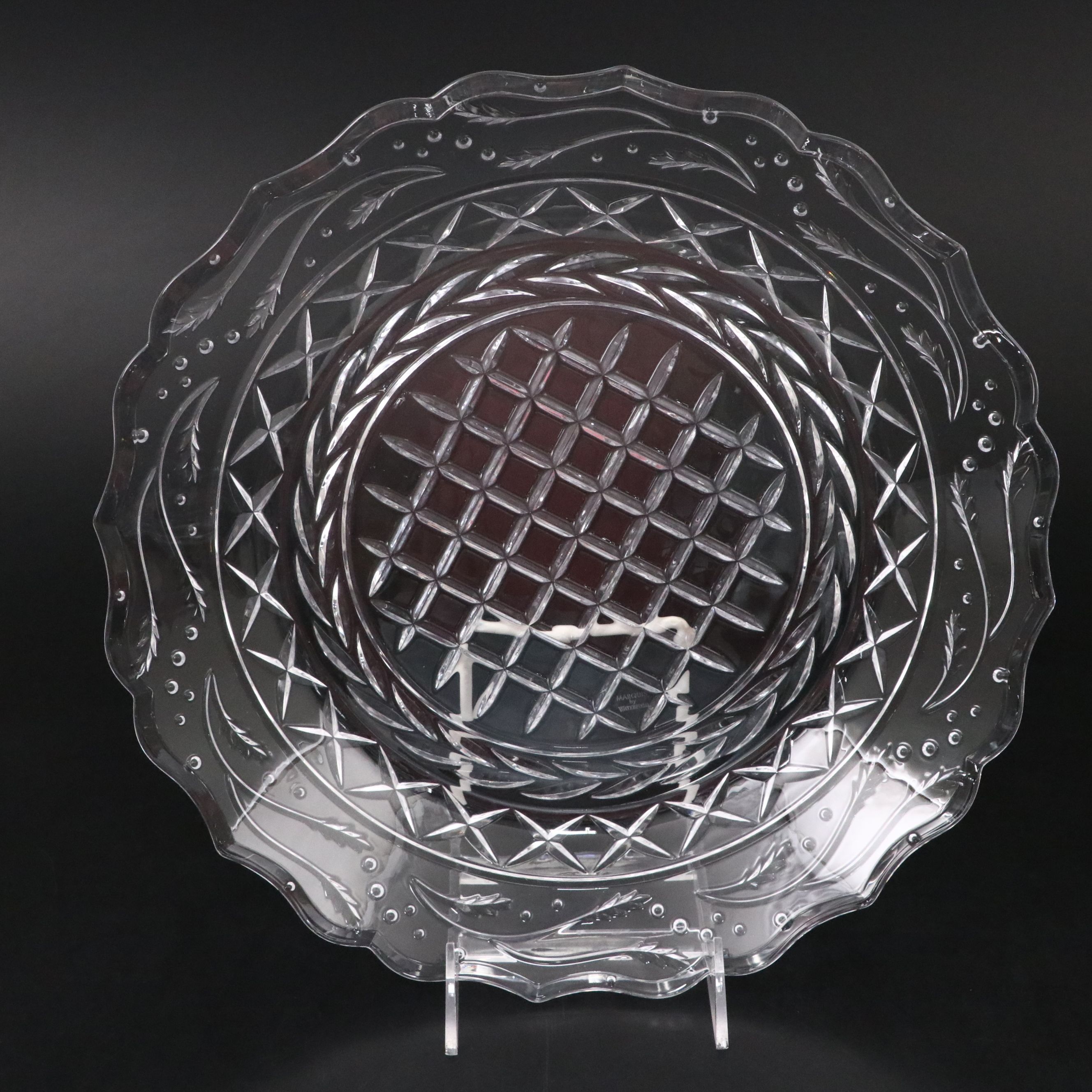 Marquis by Waterford "Holly" Crystal Cookie Plate and Crystal Christmas Trees