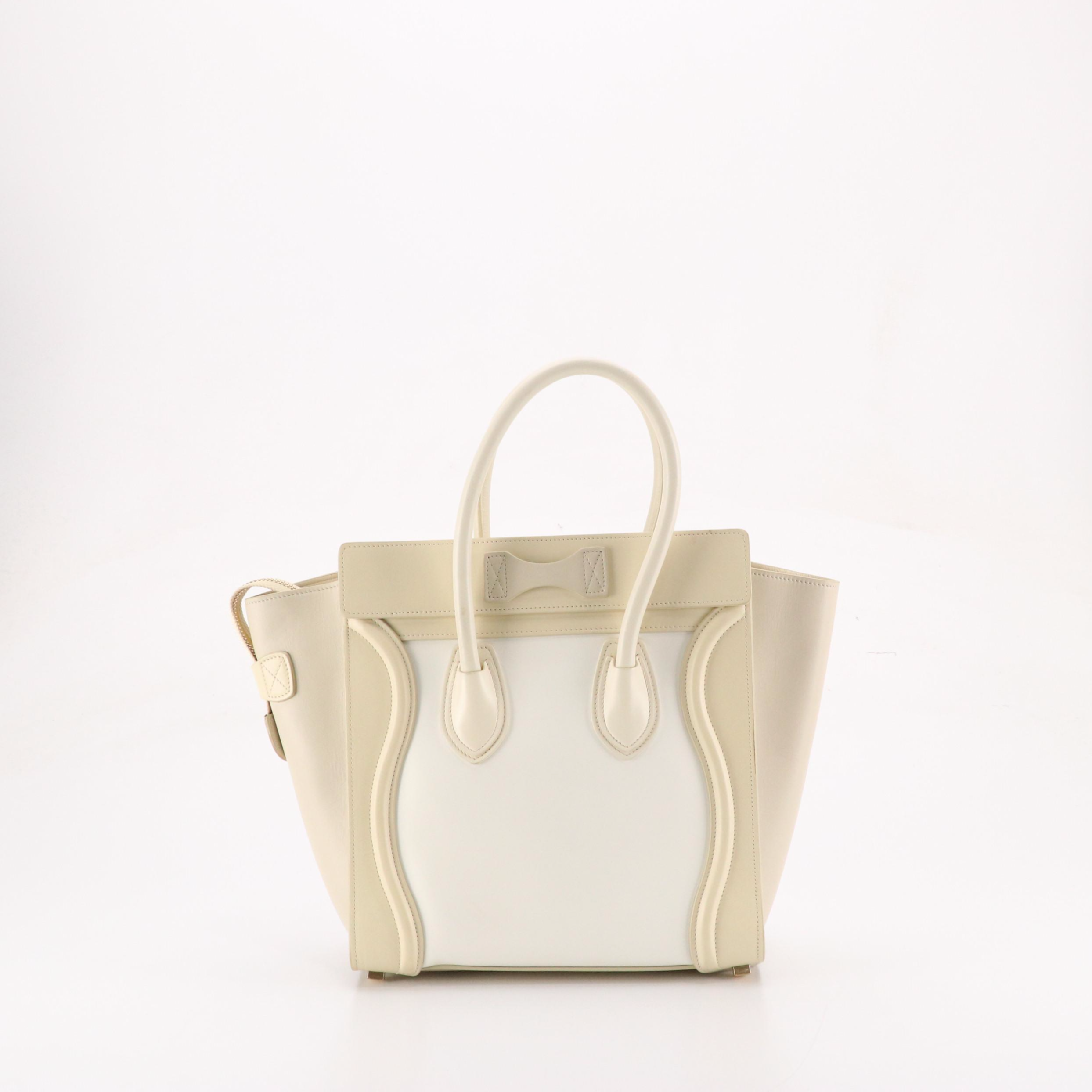 Céline Phantom Luggage Tote in Smooth Ivory and Bright White Calfskin Leather