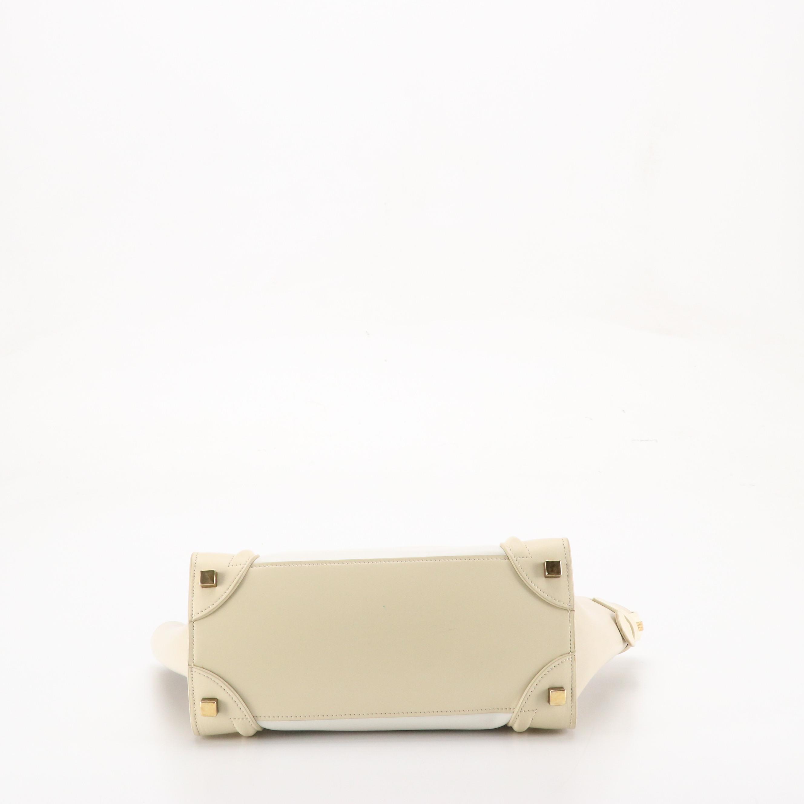 Céline Phantom Luggage Tote in Smooth Ivory and Bright White Calfskin Leather