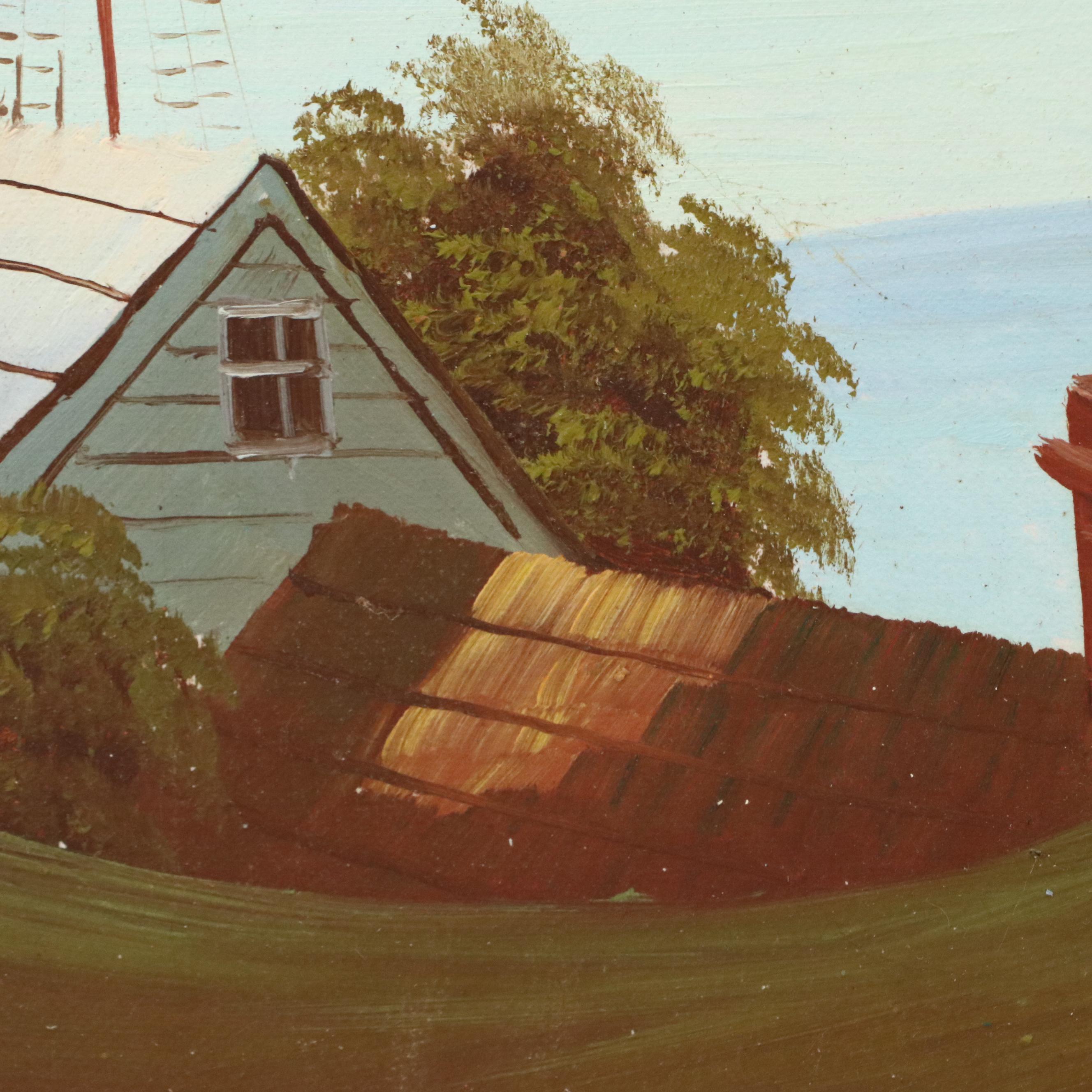 Oil Painting of Nautical Figurative Scene, Mid-20th Century