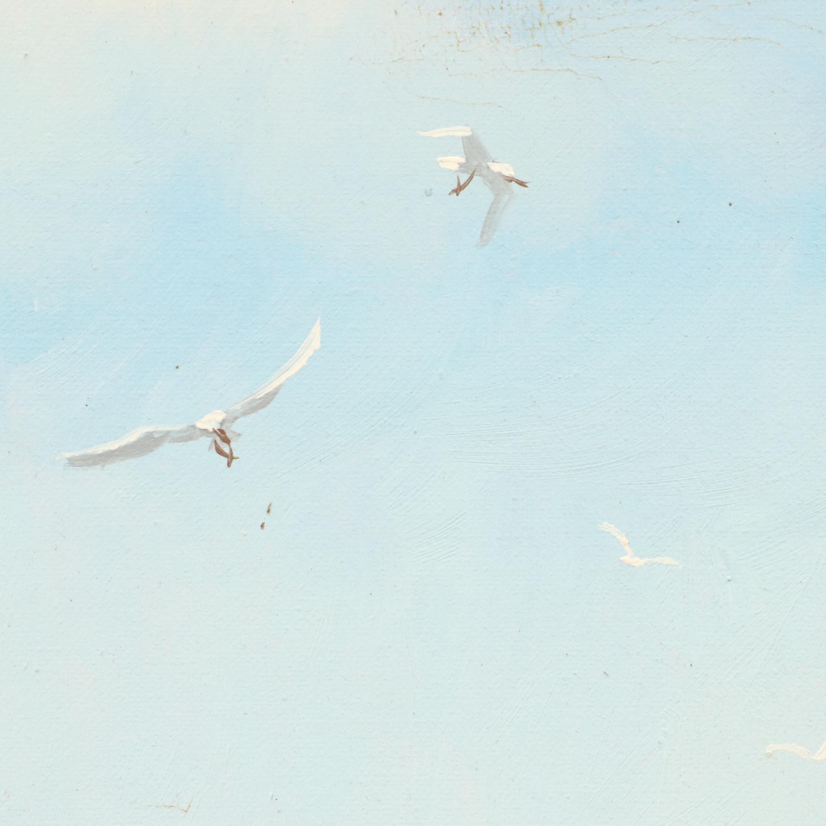 Oil Painting of Nautical Figurative Scene, Mid-20th Century