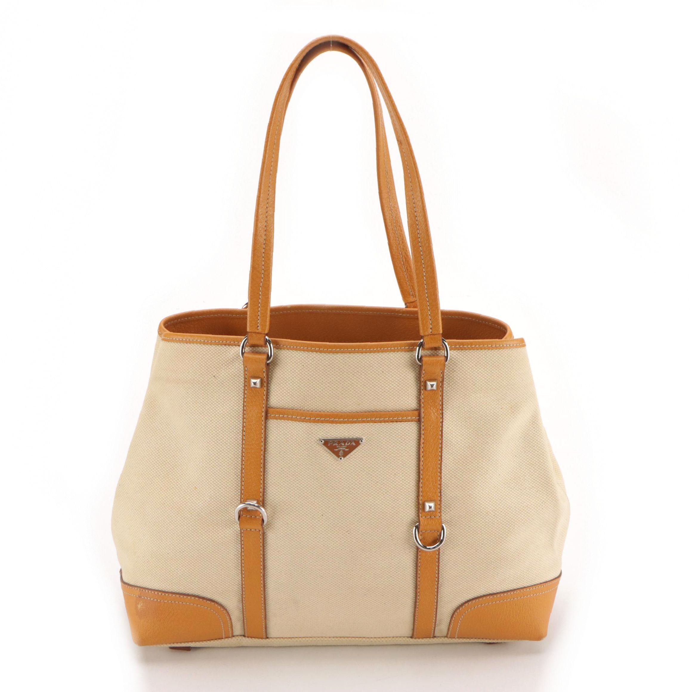 Prada Canvas and Leather Tote