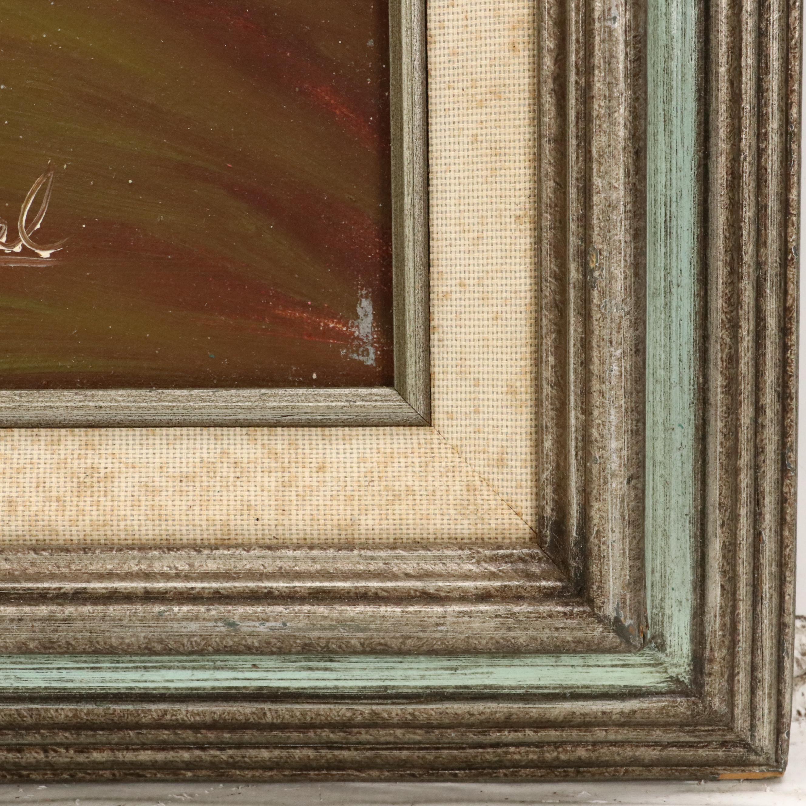 Oil Painting of Nautical Figurative Scene, Mid-20th Century