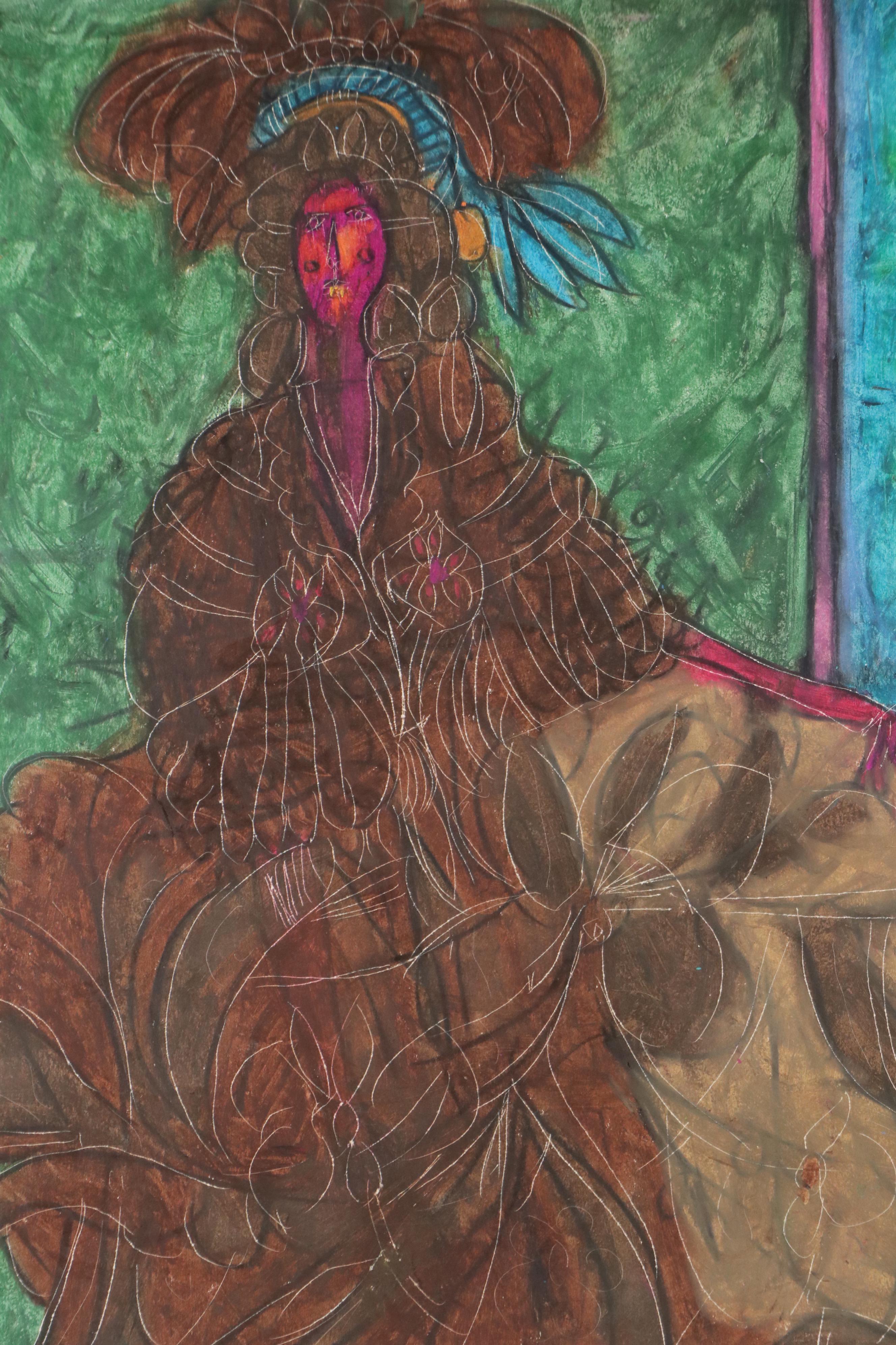 Fred R. Schwartz Pastel Drawing "Woman"