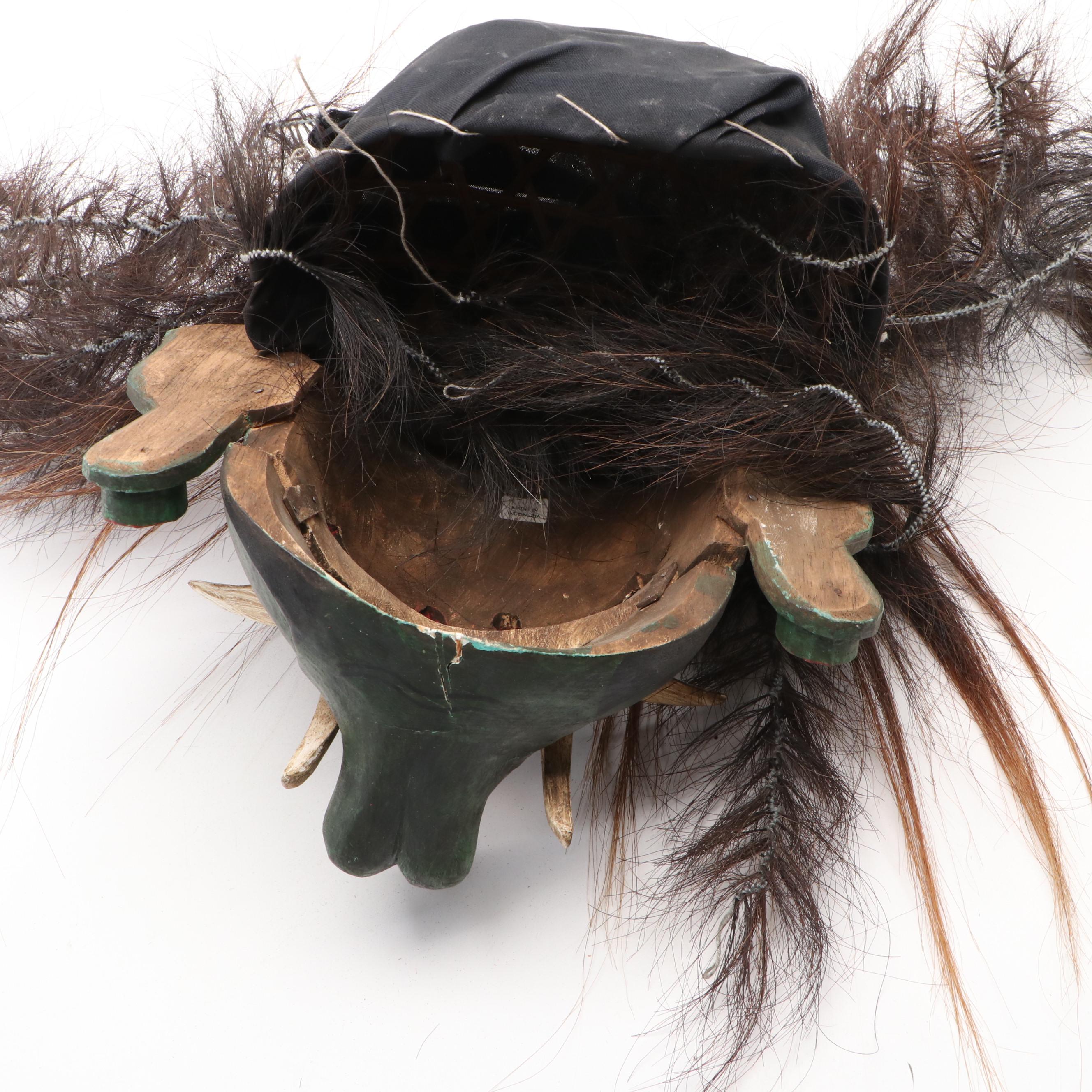 Indonesian Polychrome Painted Carved Wood Raksasa Mask