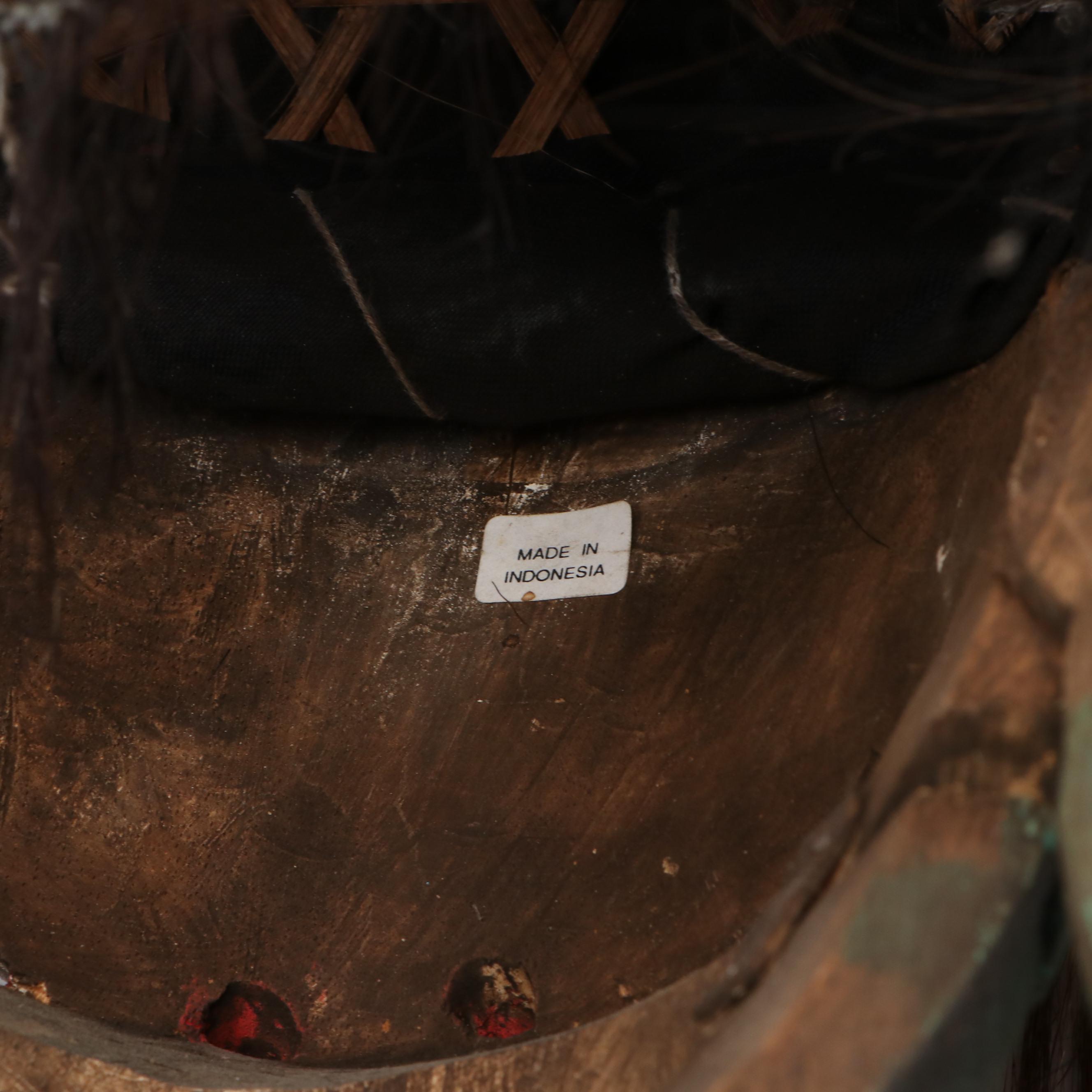 Indonesian Polychrome Painted Carved Wood Raksasa Mask