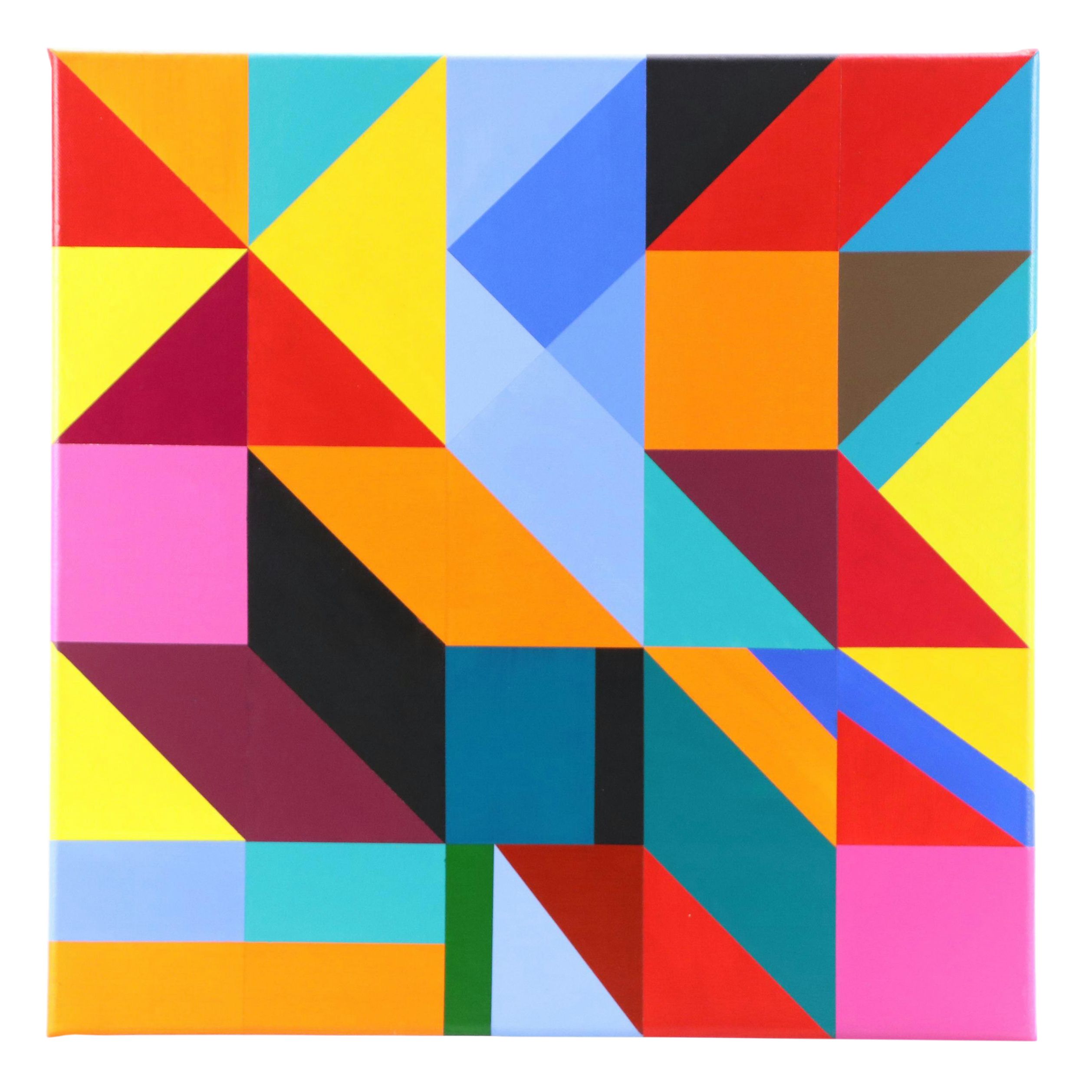 deSanto Geometric Acrylic Painting "Gridlock," 2025