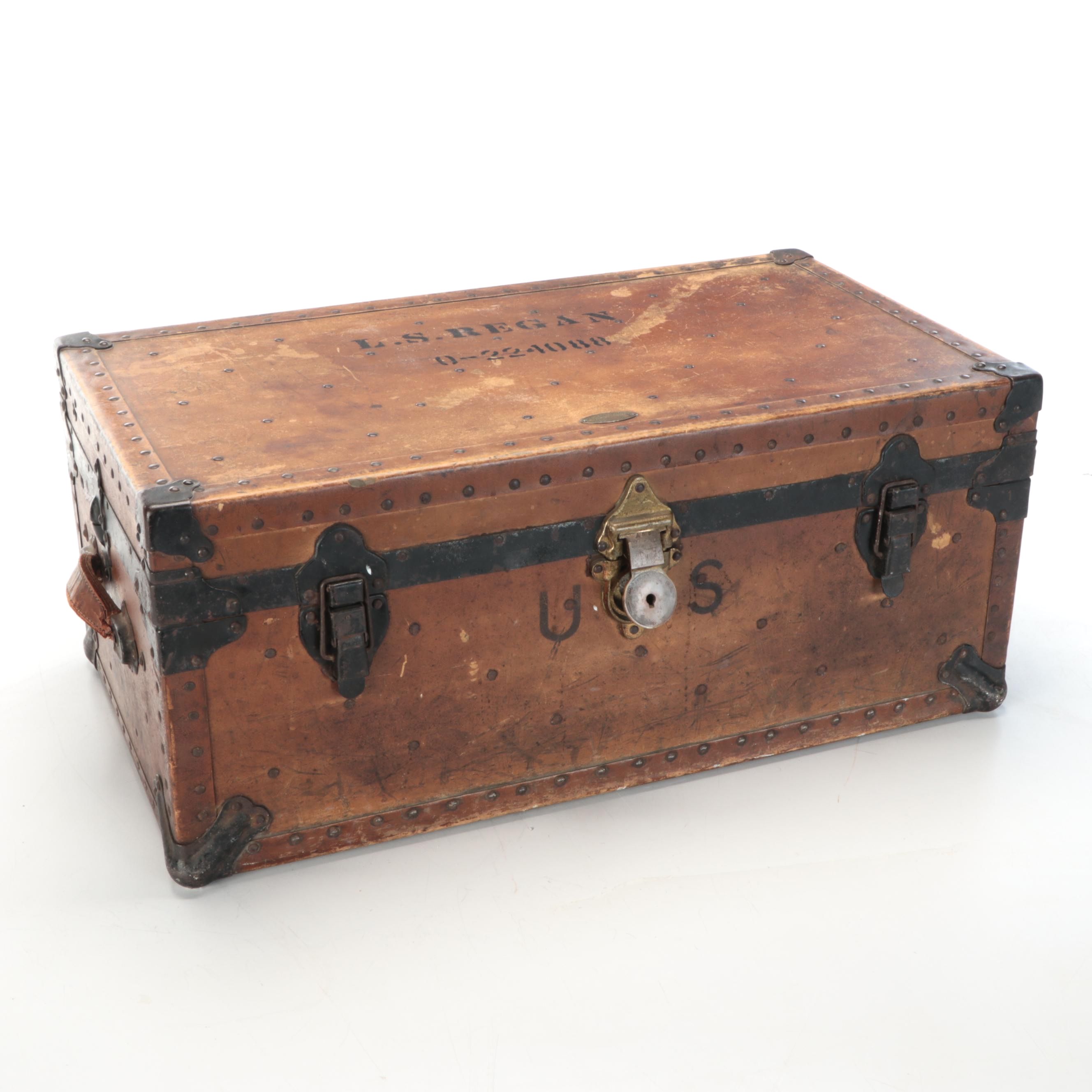 American Hardware Company Military Footlocker Trunk, 1936