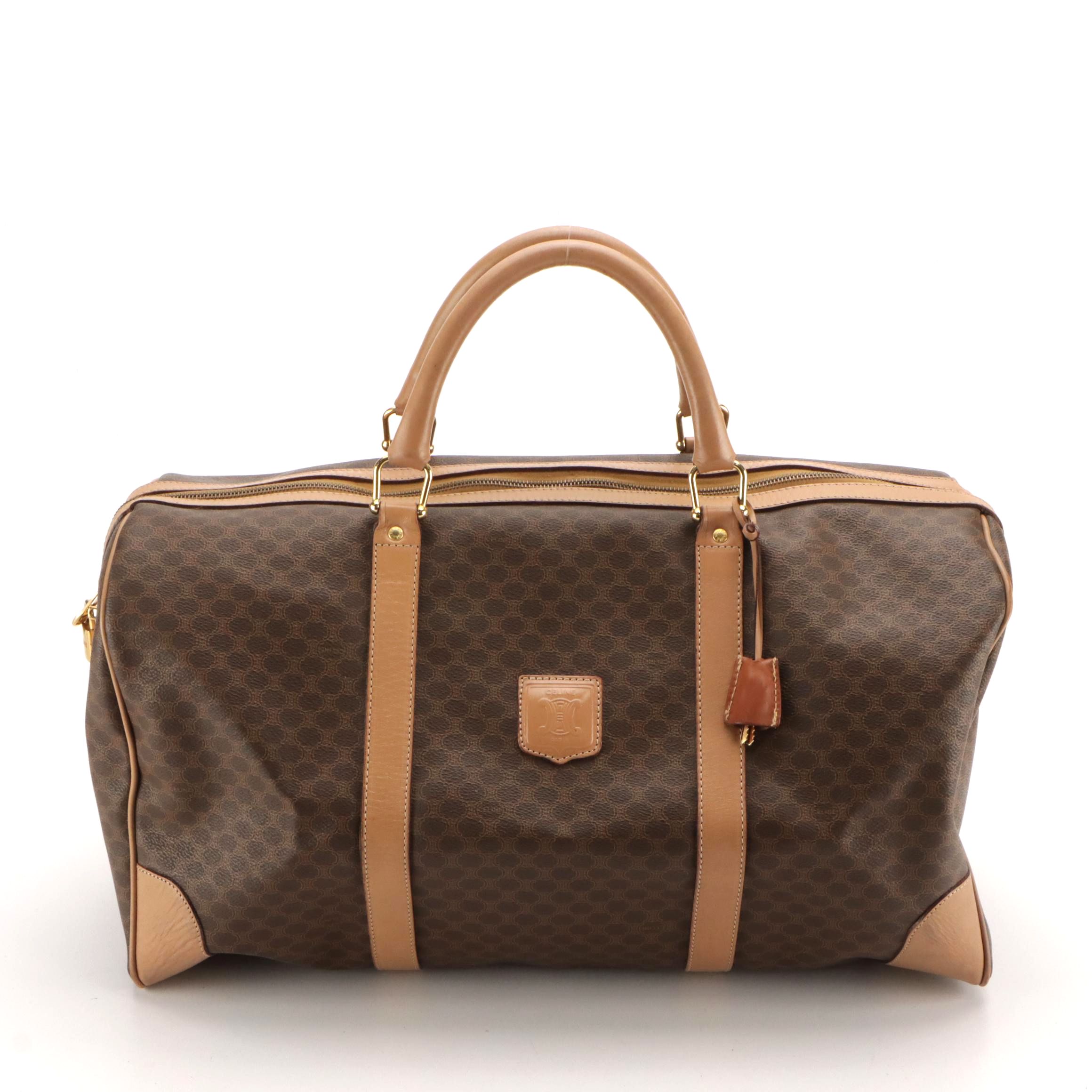 Celine Duffle Bag in Dark Brown Macadam Canvas and Leather Trim