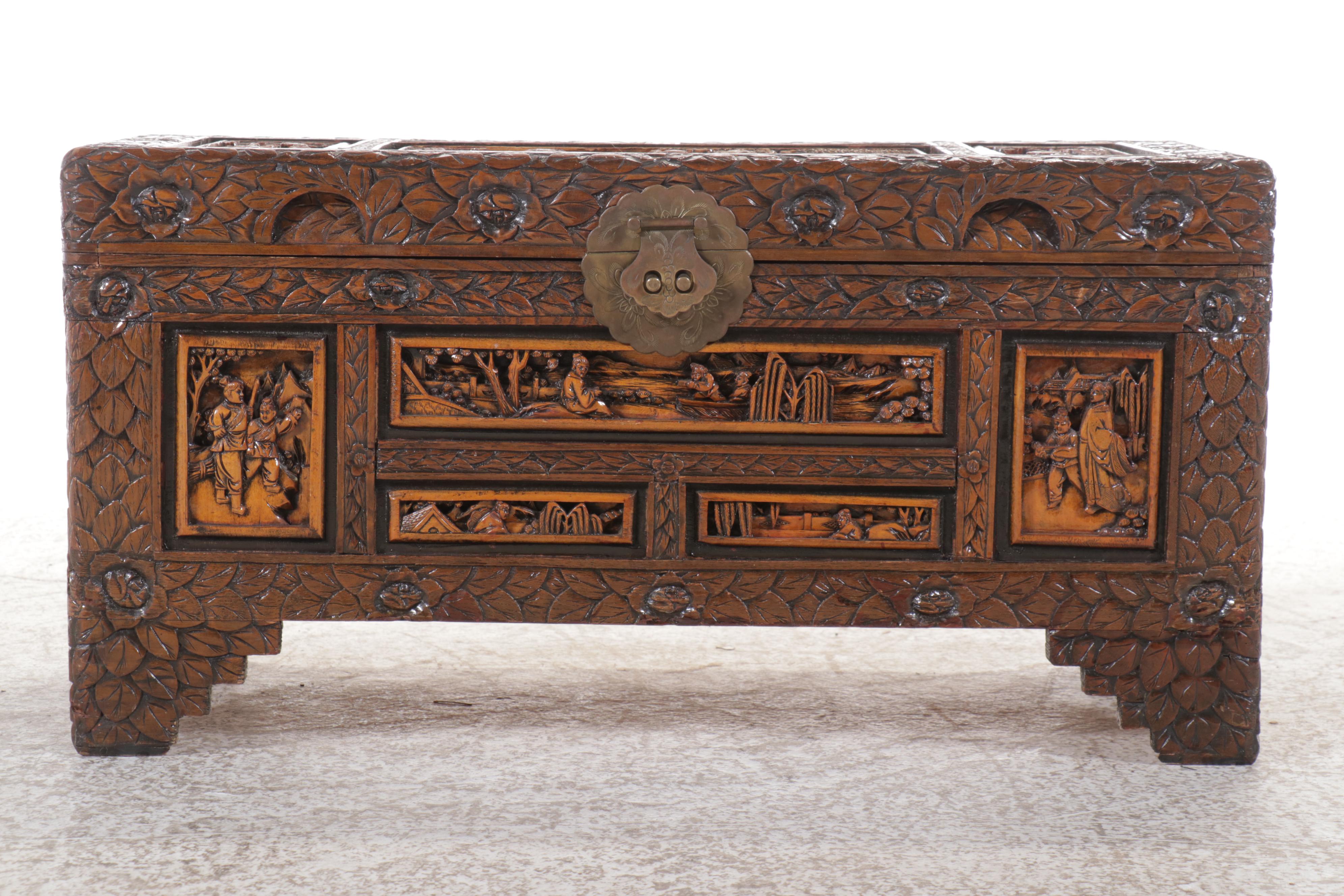 Chinese Carved Camphor Chest