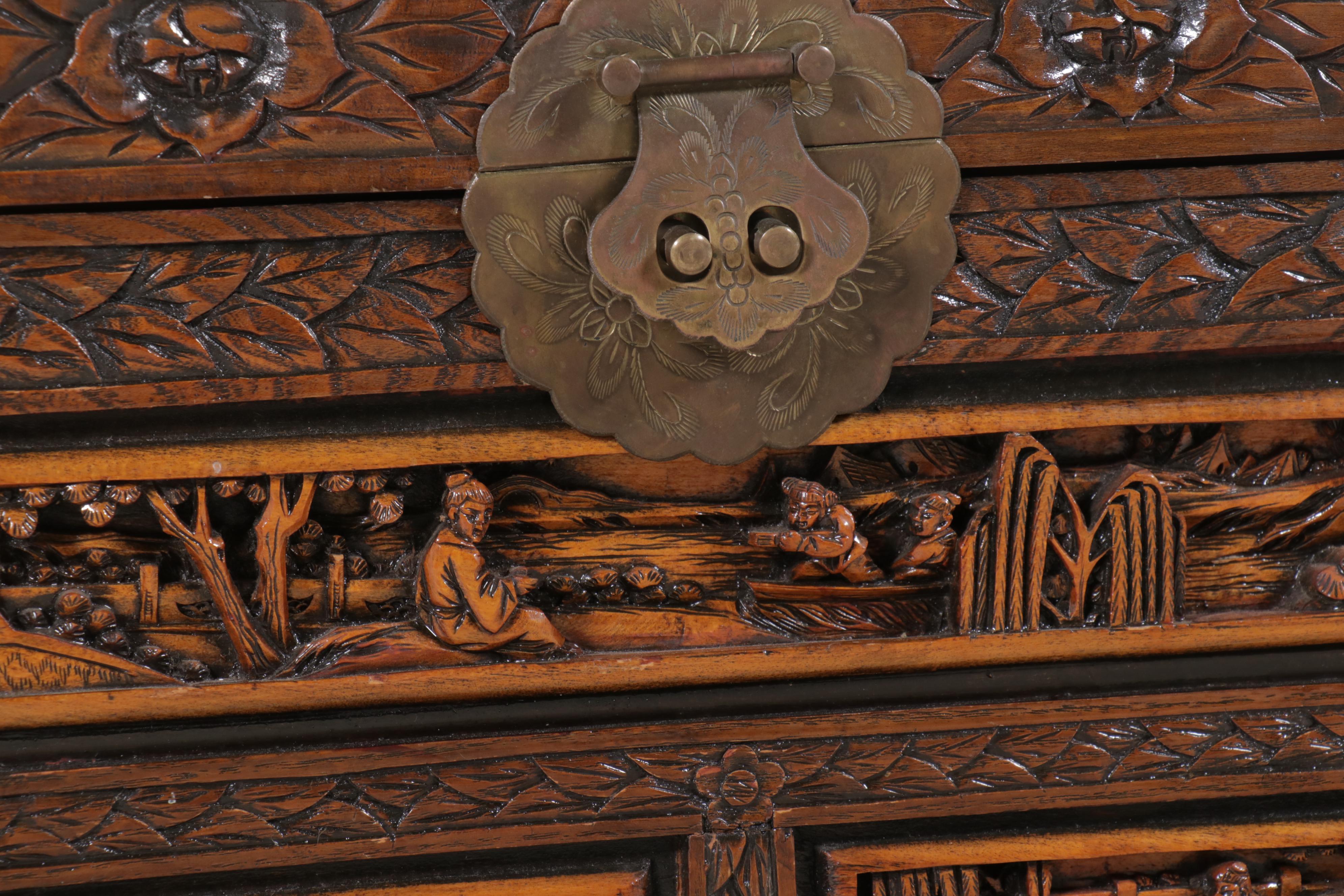Chinese Carved Camphor Chest