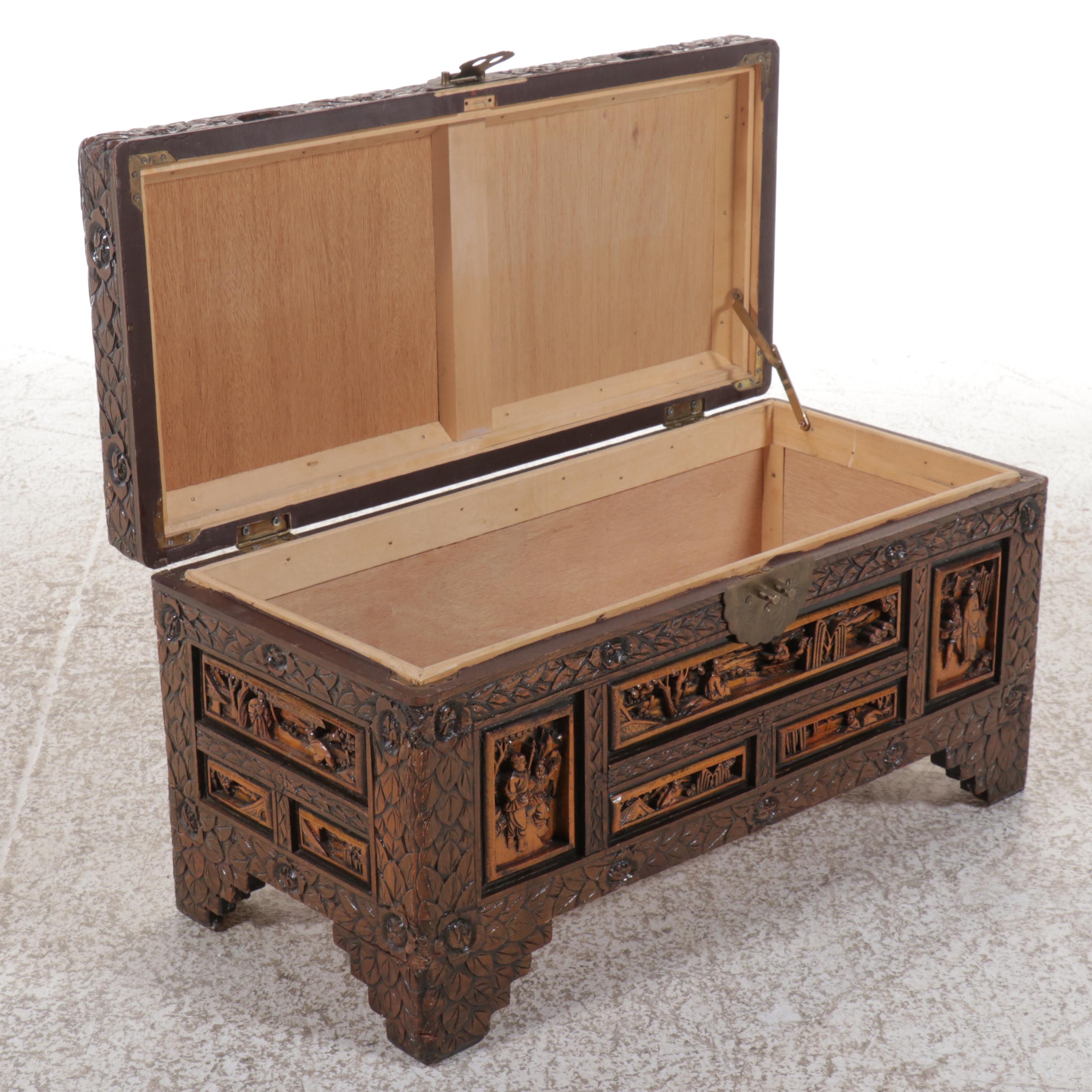 Chinese Carved Camphor Chest