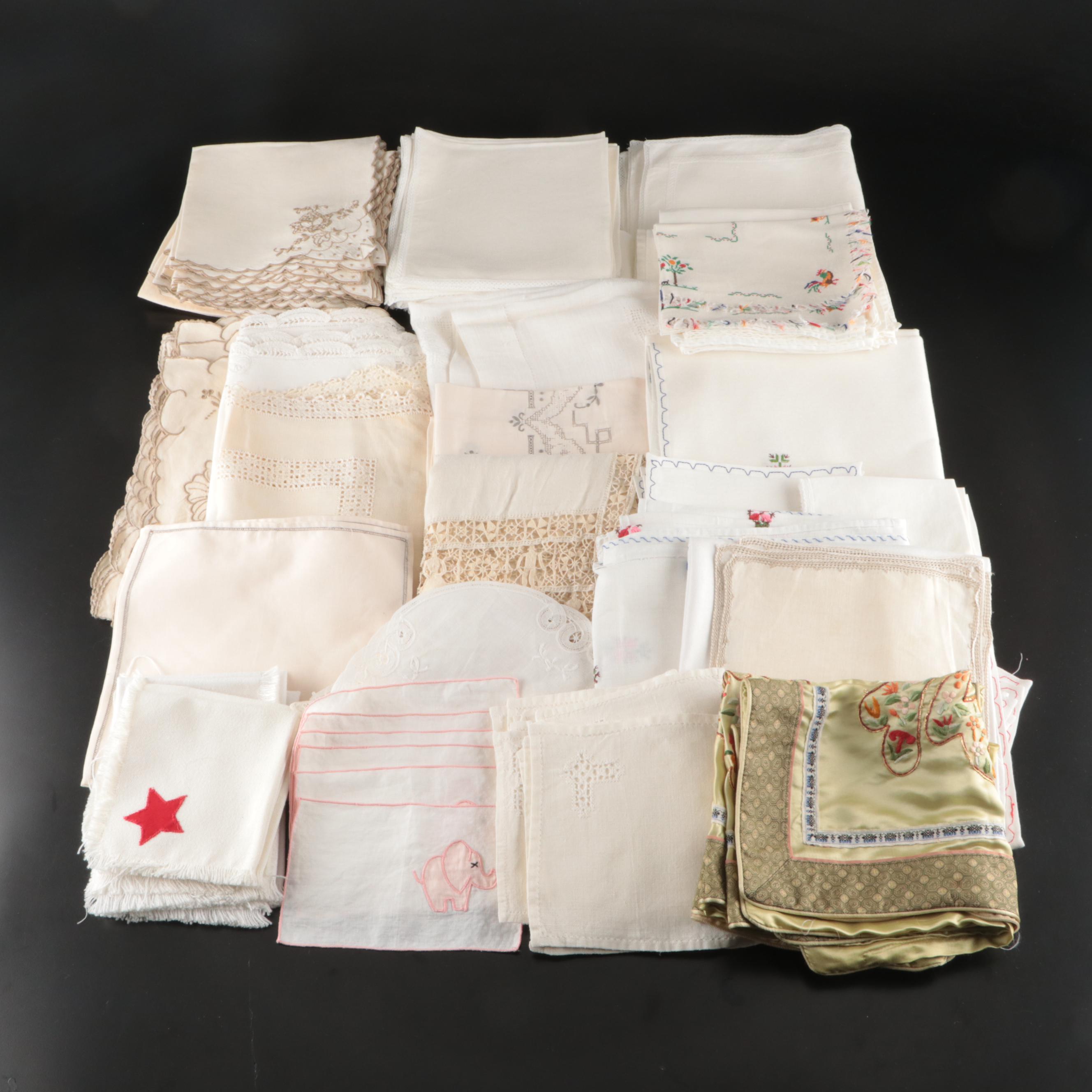 Floral White Embroidered, Chinese Style with Other Table Linens