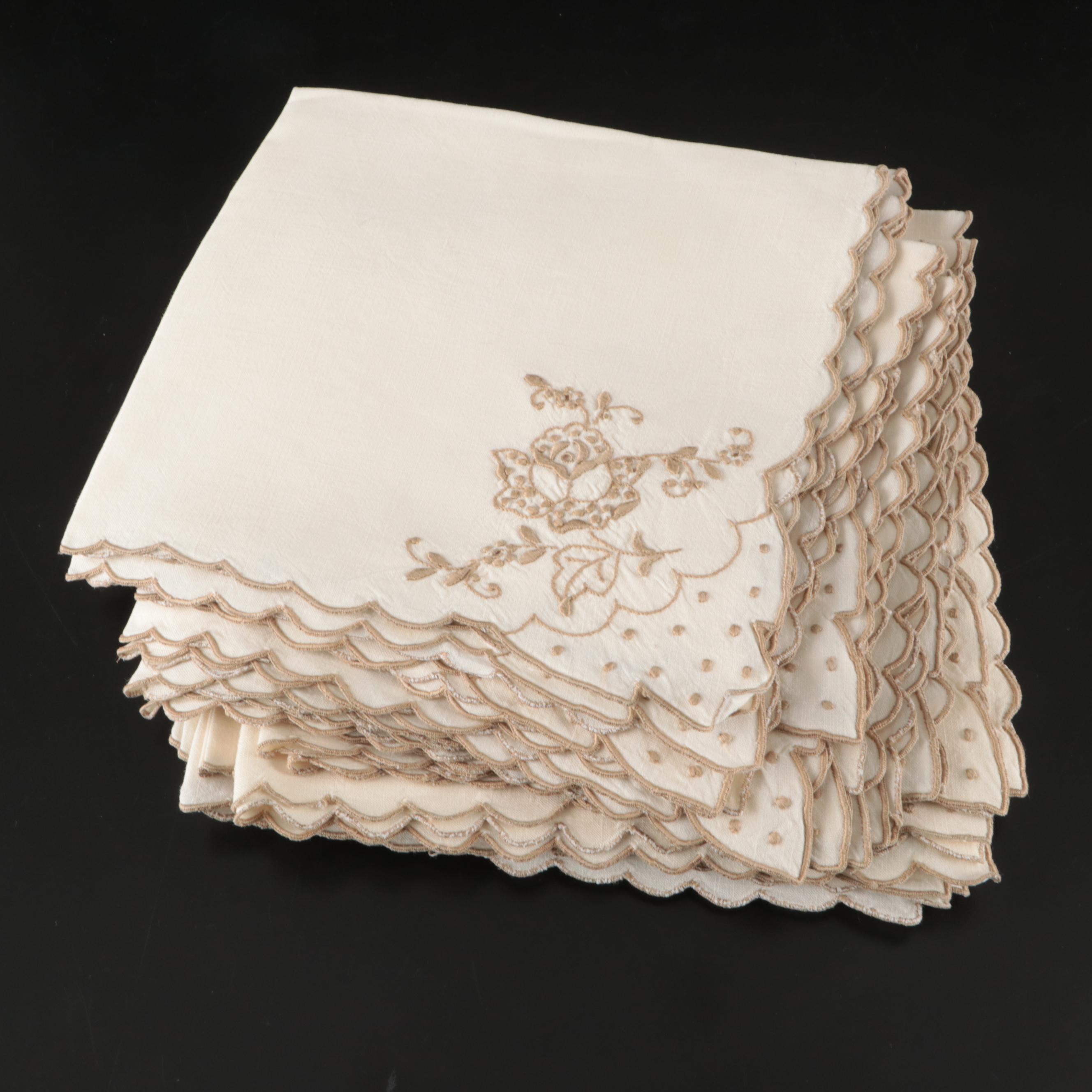 Floral White Embroidered, Chinese Style with Other Table Linens