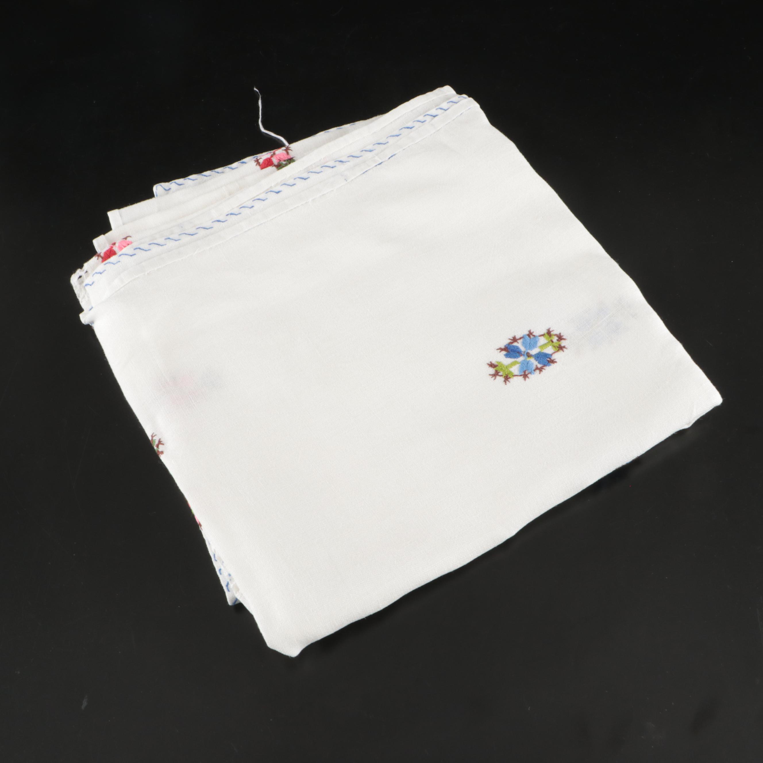 Floral White Embroidered, Chinese Style with Other Table Linens