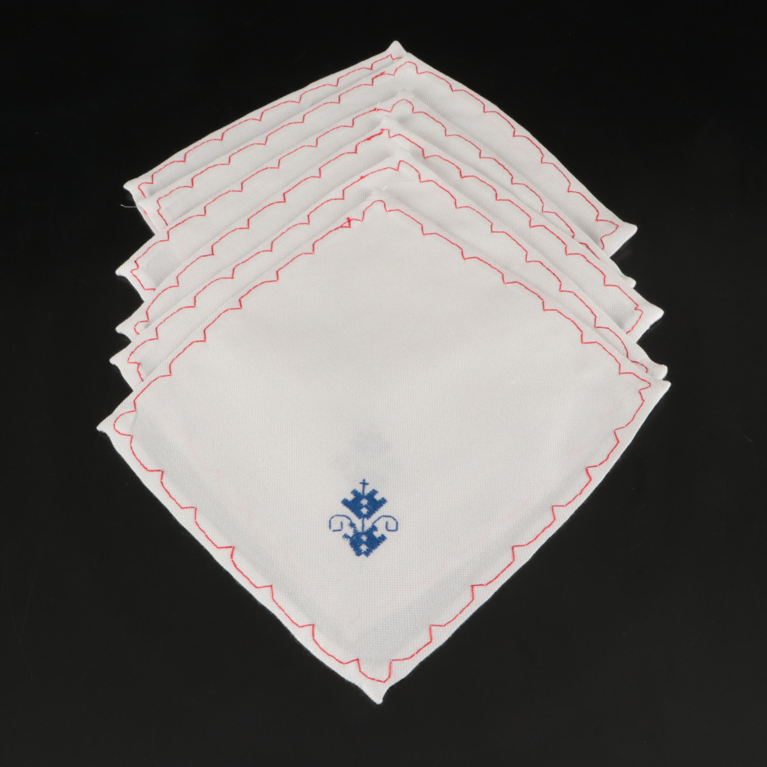 Floral White Embroidered, Chinese Style with Other Table Linens