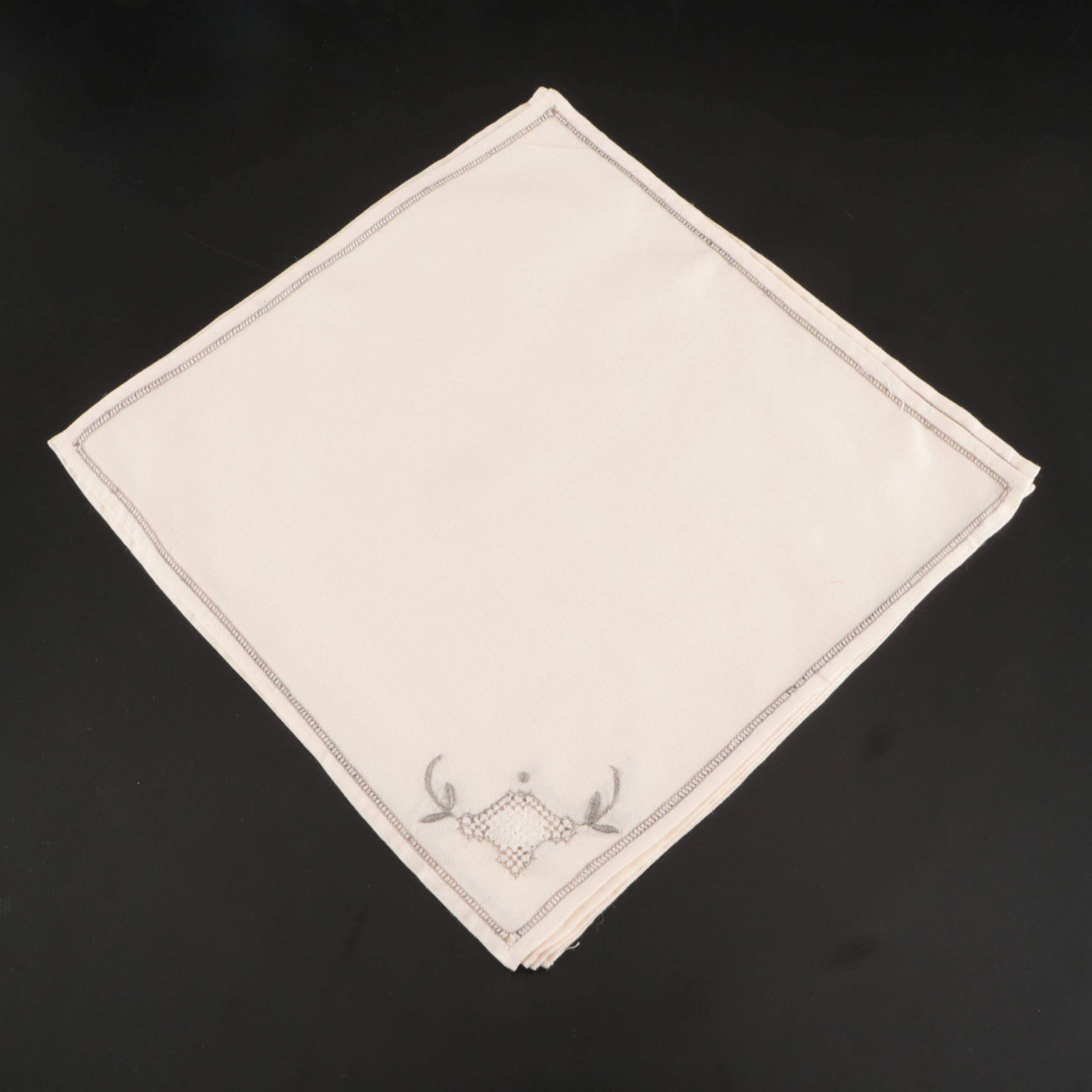 Floral White Embroidered, Chinese Style with Other Table Linens