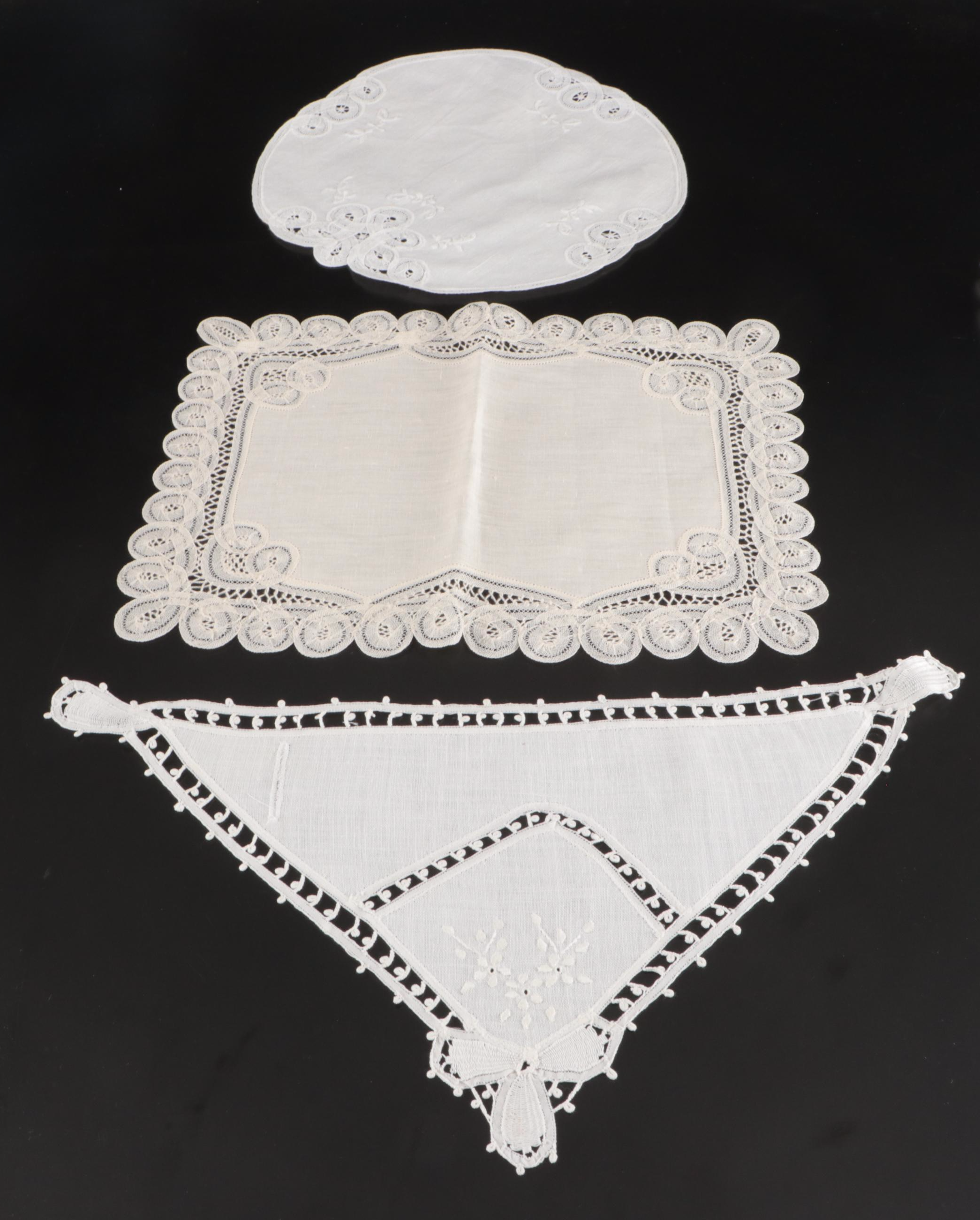 Floral White Embroidered, Chinese Style with Other Table Linens