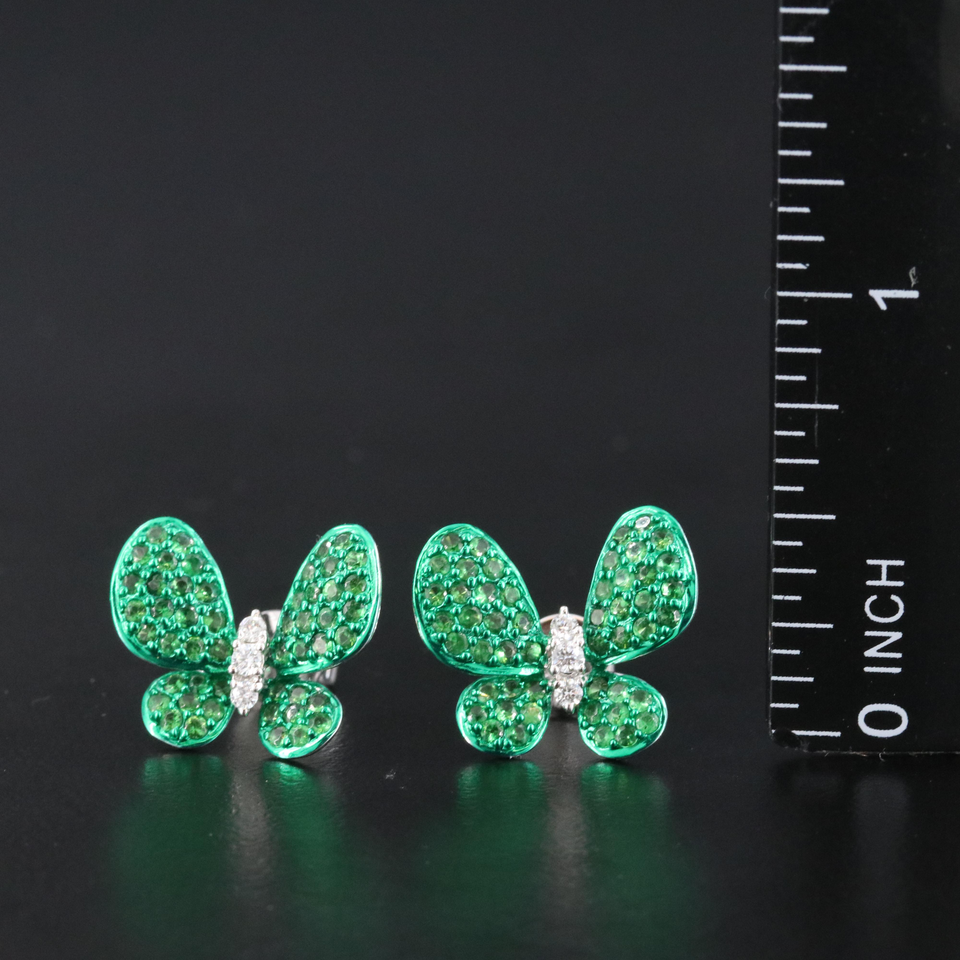 18K Tsavorite and Diamond Butterfly Earrings