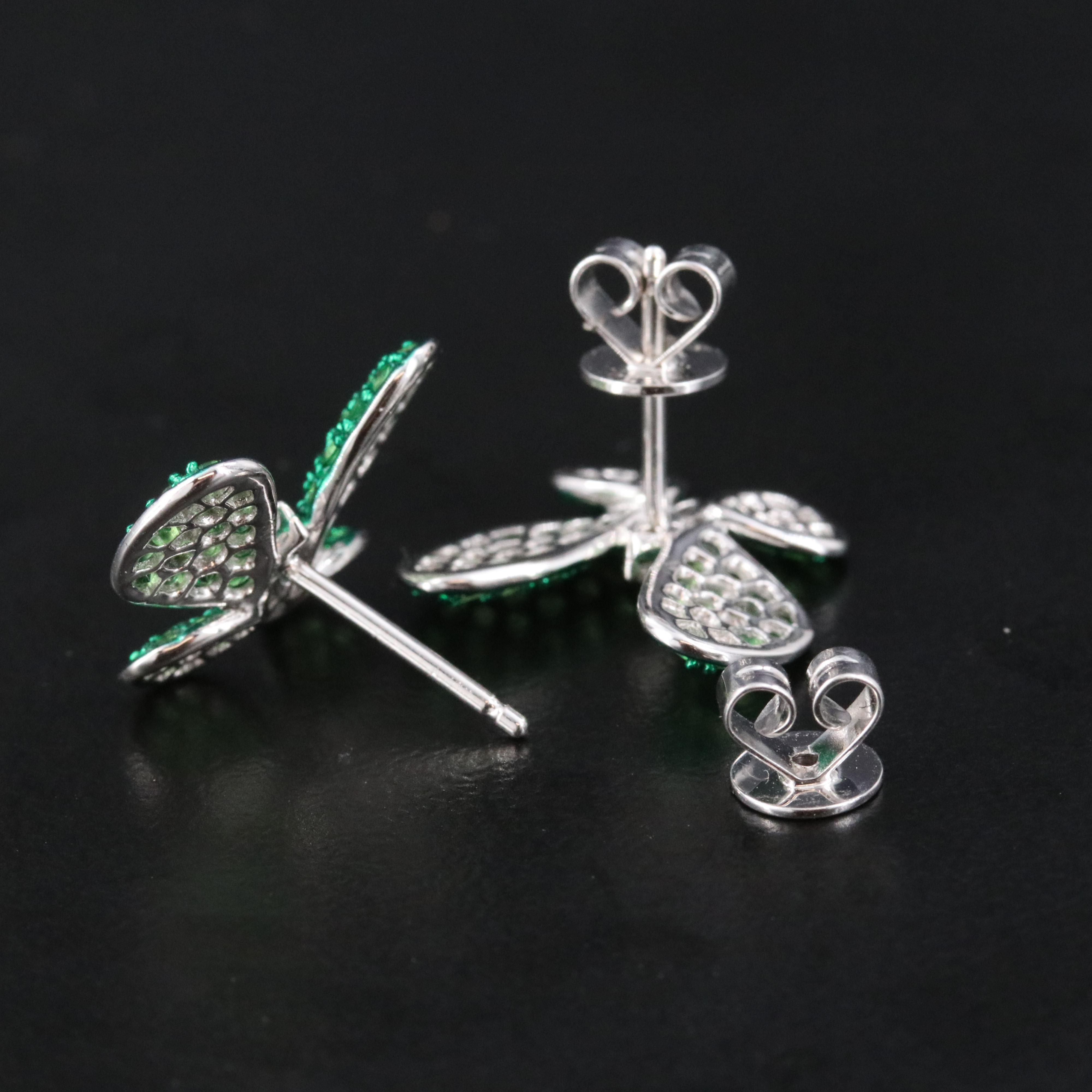 18K Tsavorite and Diamond Butterfly Earrings